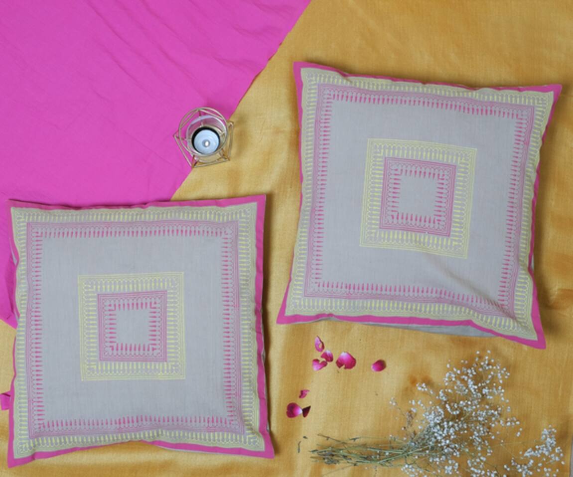 Inheritance India Square Border Cushion Covers - Set of 4