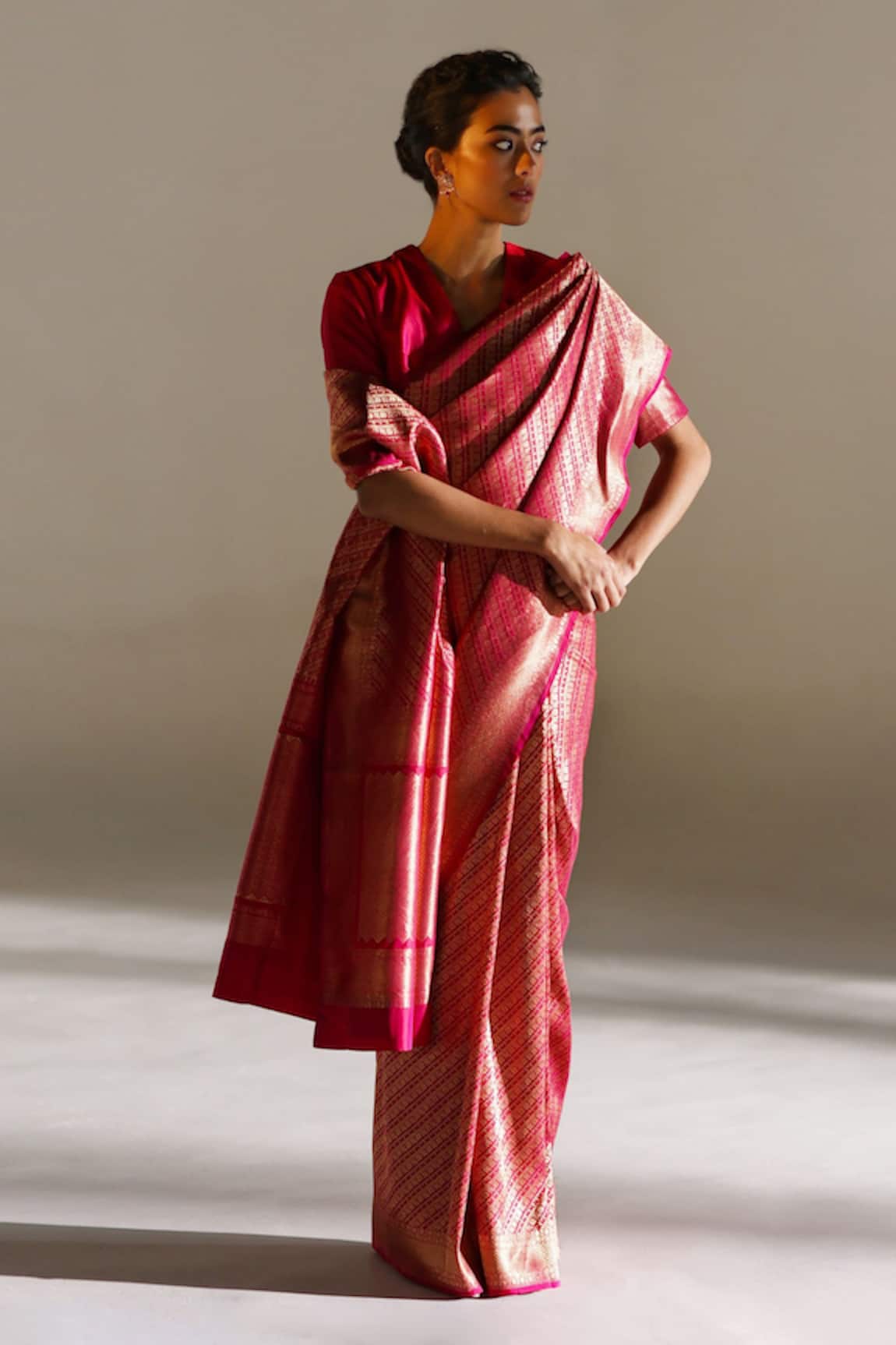 Mimamsaa Tasia Brocade Silk Saree With Unstitched Blouse Piece