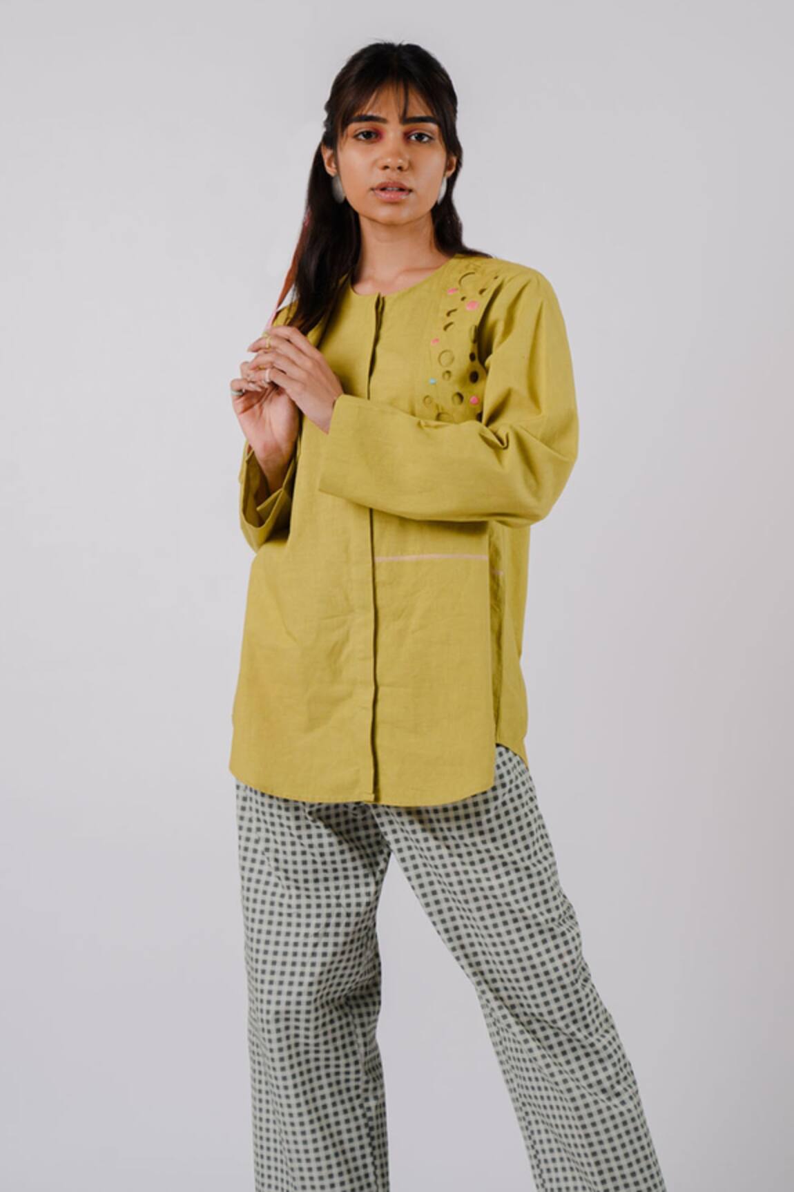 Tussah By Siddhi Shah Cotton Flap Cutwork Shirt