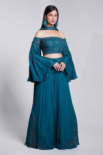 Suruchi Parakh Crepe Cutdana Embroidered Sharara Set 