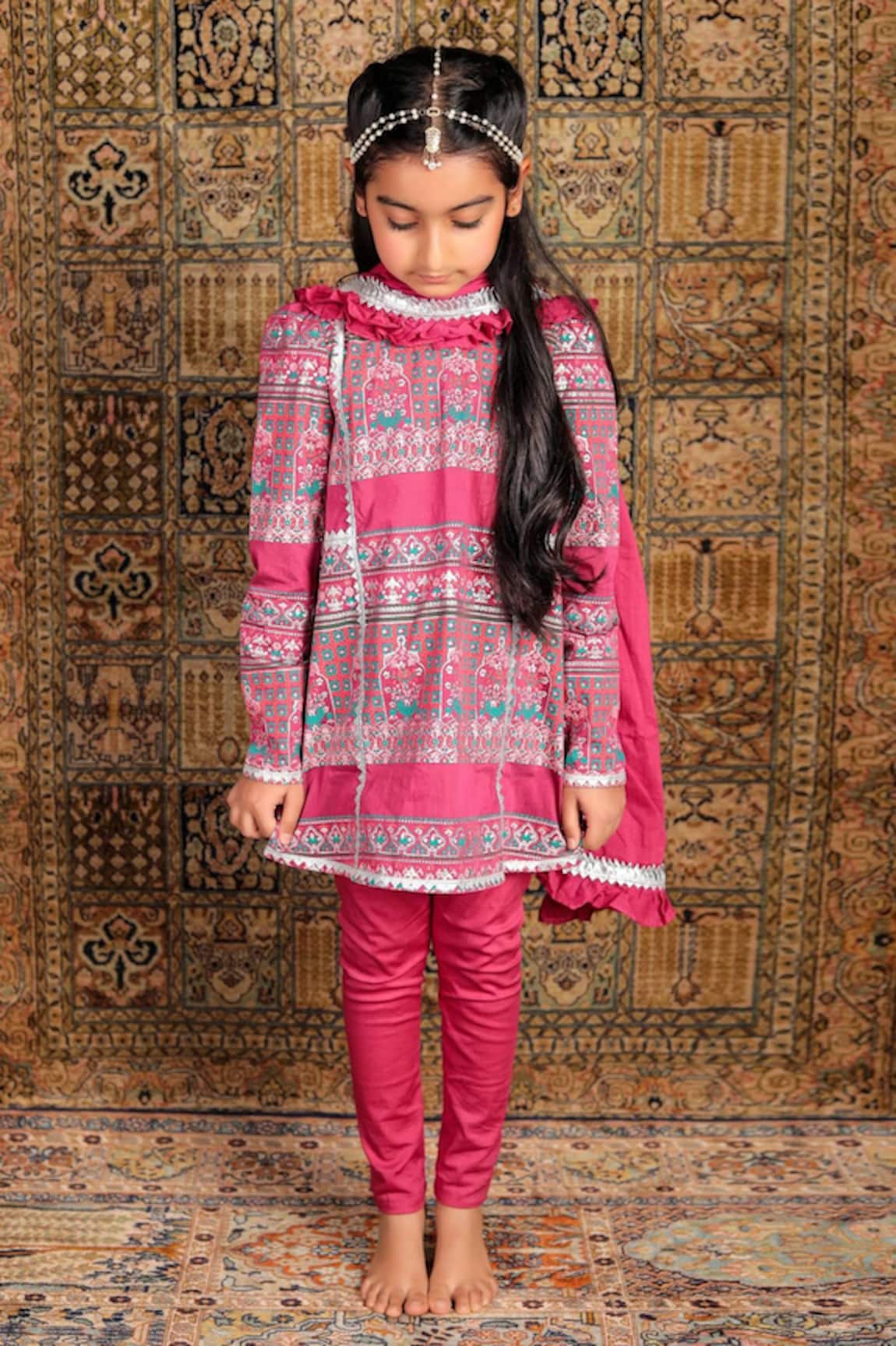 The Pony & Peony Co. Silk Foil Printed Kurta Set 