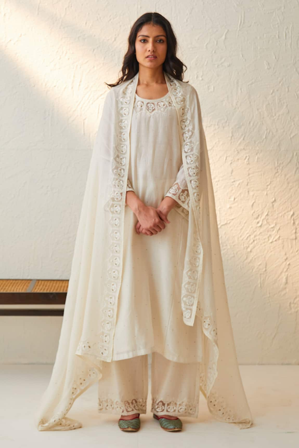 Chandbari Chanderi A-Line Kurta Palazzo Set