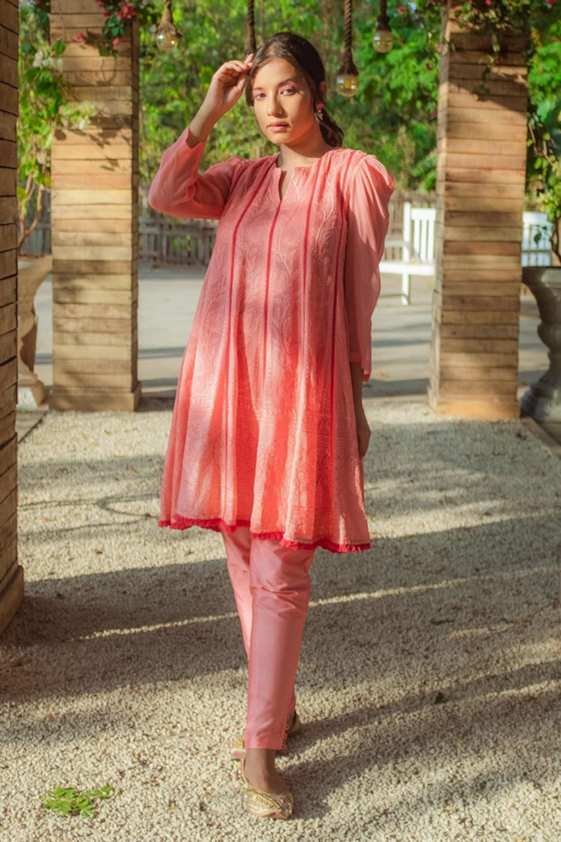 Monk & Mei By Sonia Anand Embroidered Anarkali Set