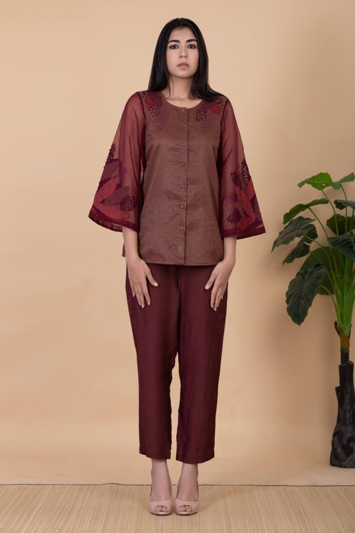 Chambray & CO. Daliah Stripe Pattern Shirt & Pant Set