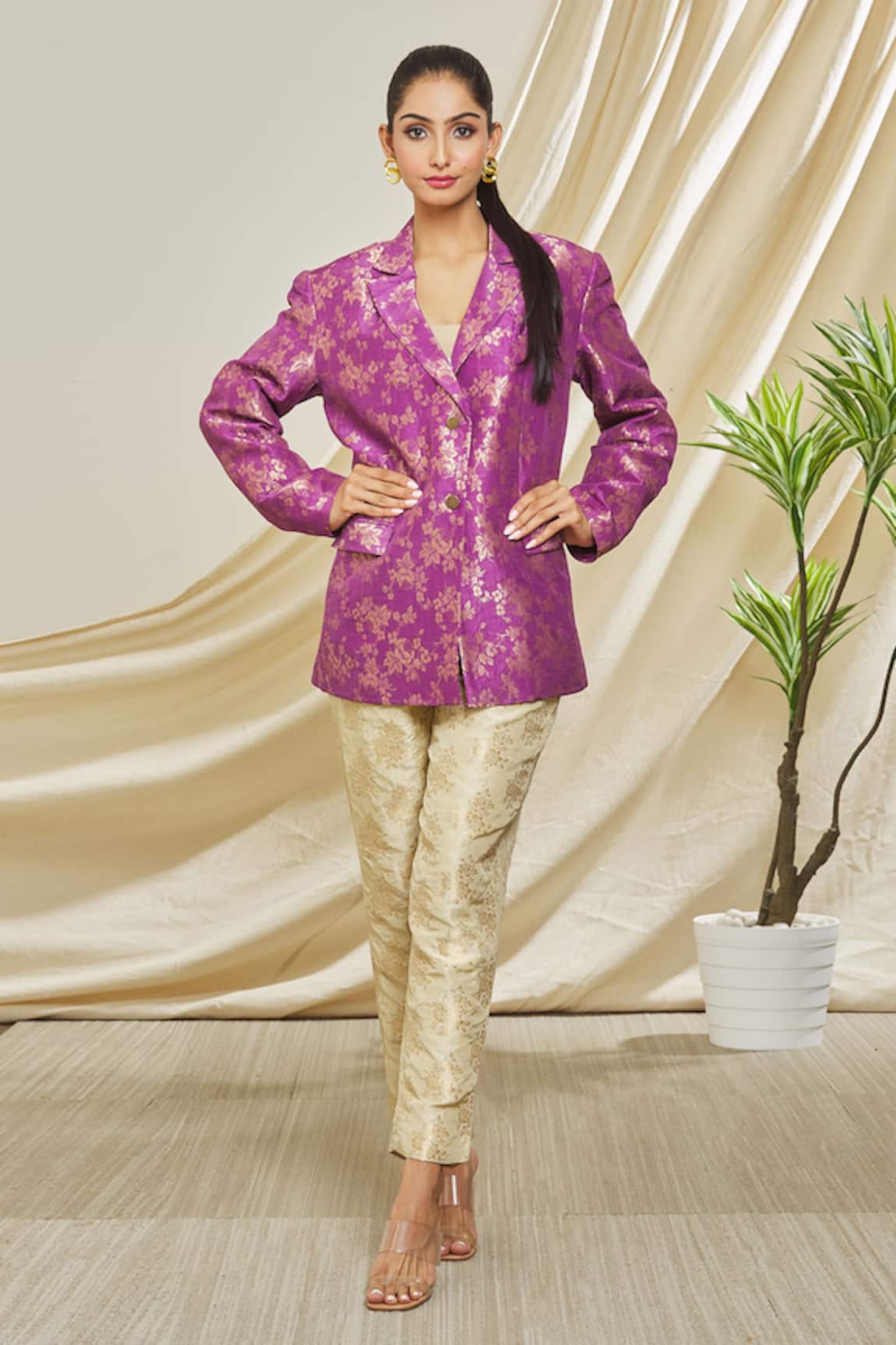 Peenacolada Floral Woven Blazer & Trouser Set