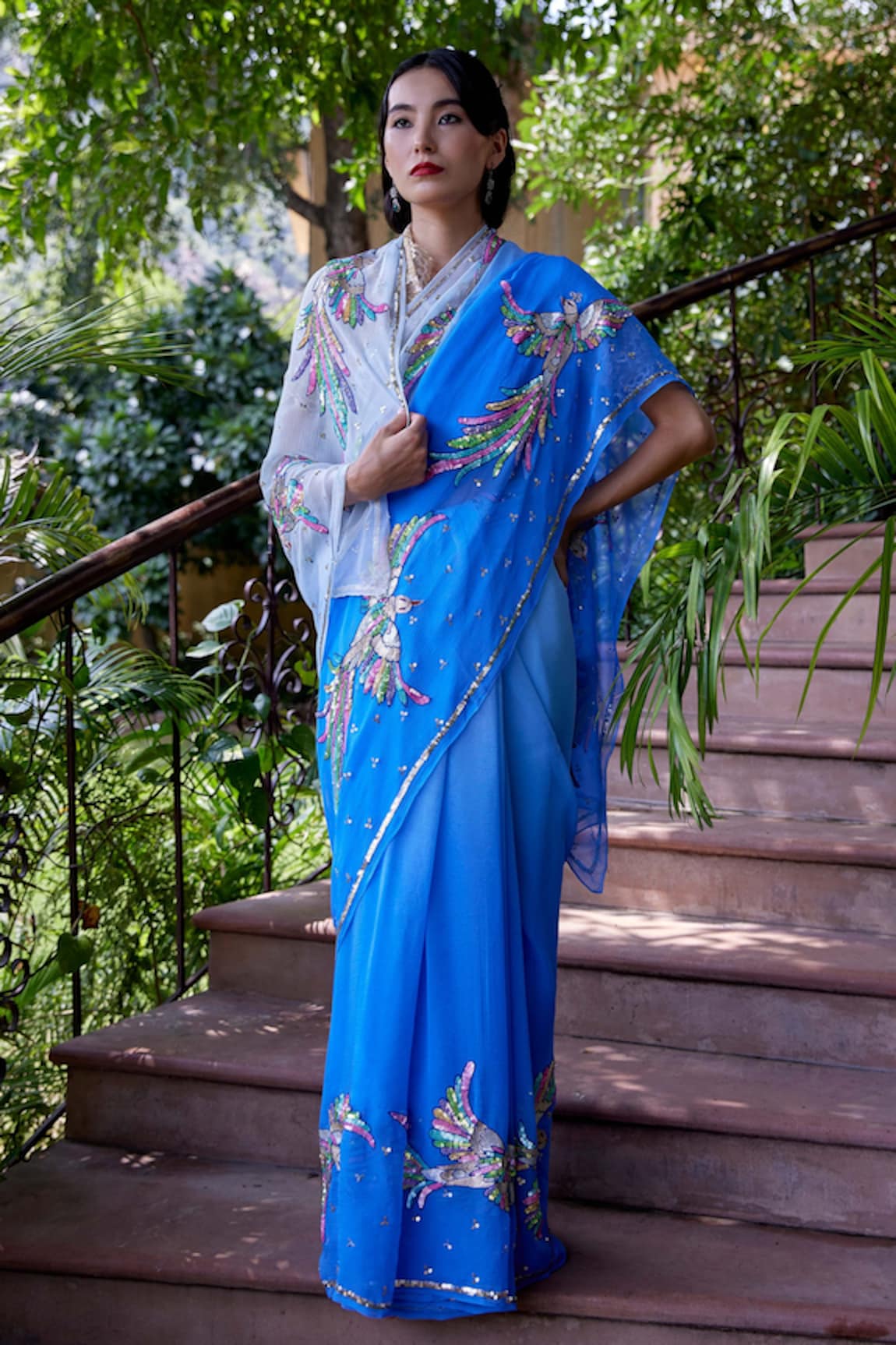 Atelier Shikaarbagh Ombre Embroidered Saree