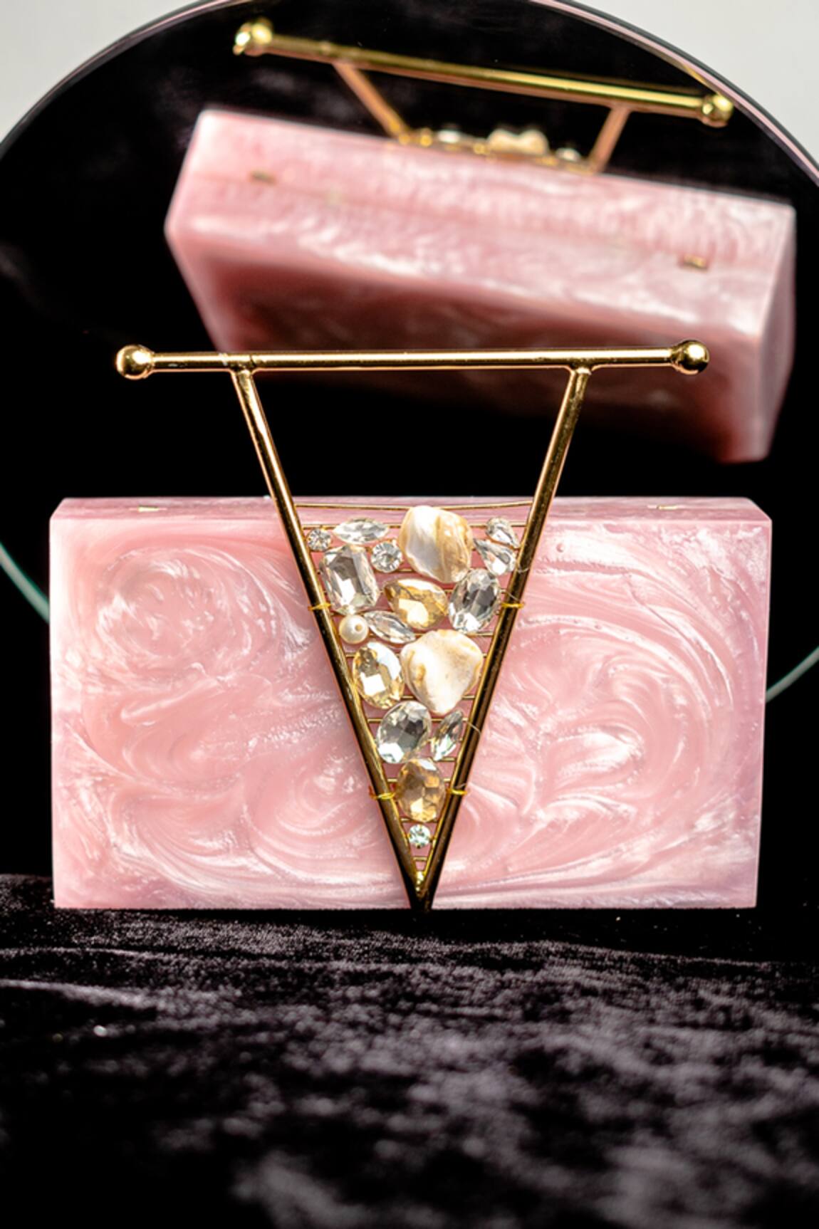NR BY NIDHI RATHI Stone Work Resin Clutch Bag