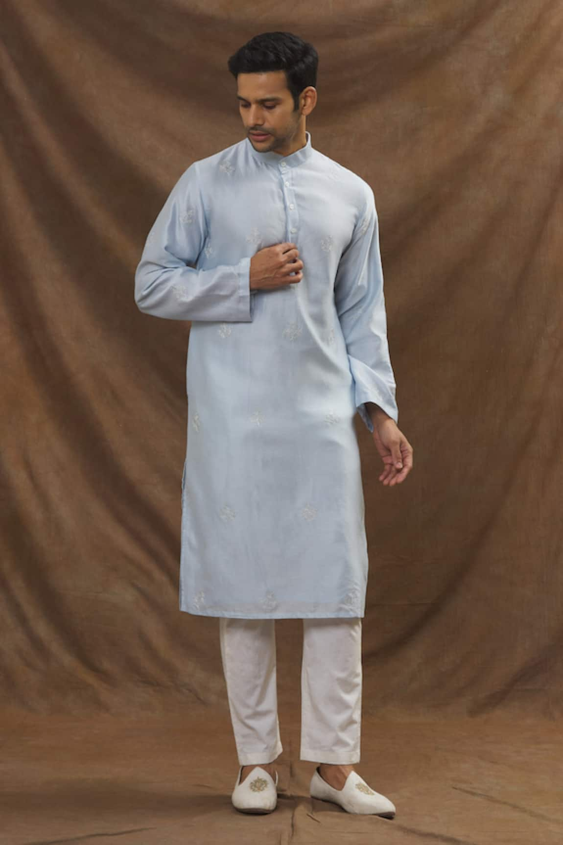 The Men's Kompany Chanderi Silk Kurta & Pant Set