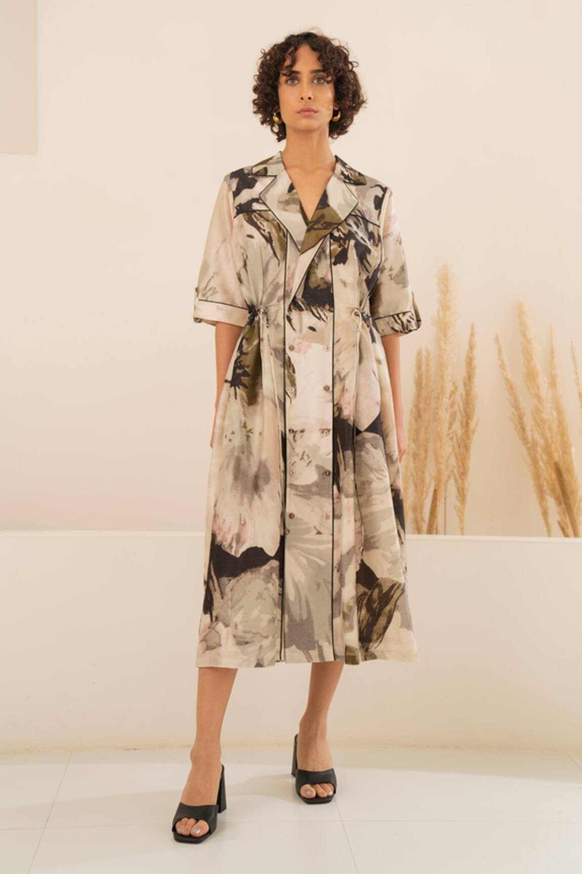 Arcvsh By Pallavi Singh Floral Print Gathered Shirt Dress 