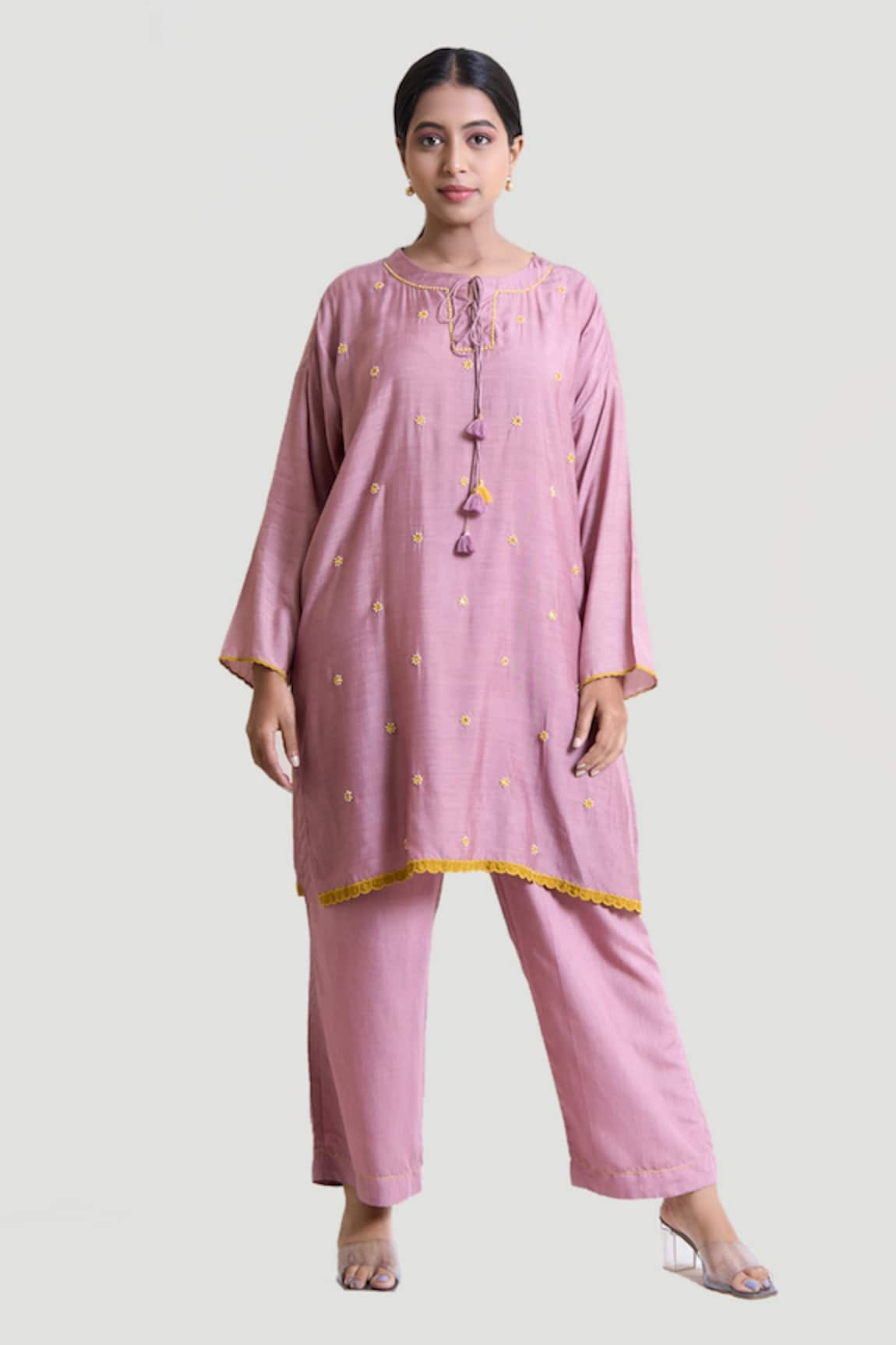 Brij Box Fit Thread Work Tunic & Pant Set