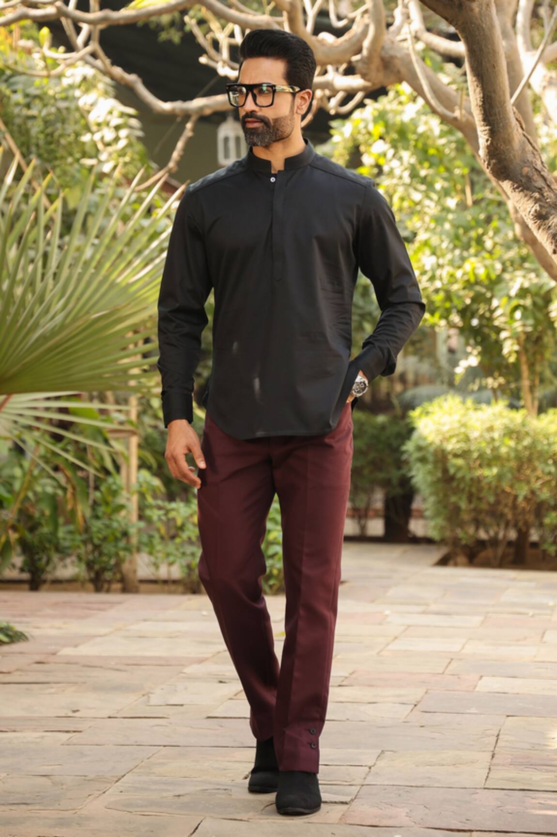 Raw & Rustic By Niti Bothra Mandarin Collar Kurta Shirt 