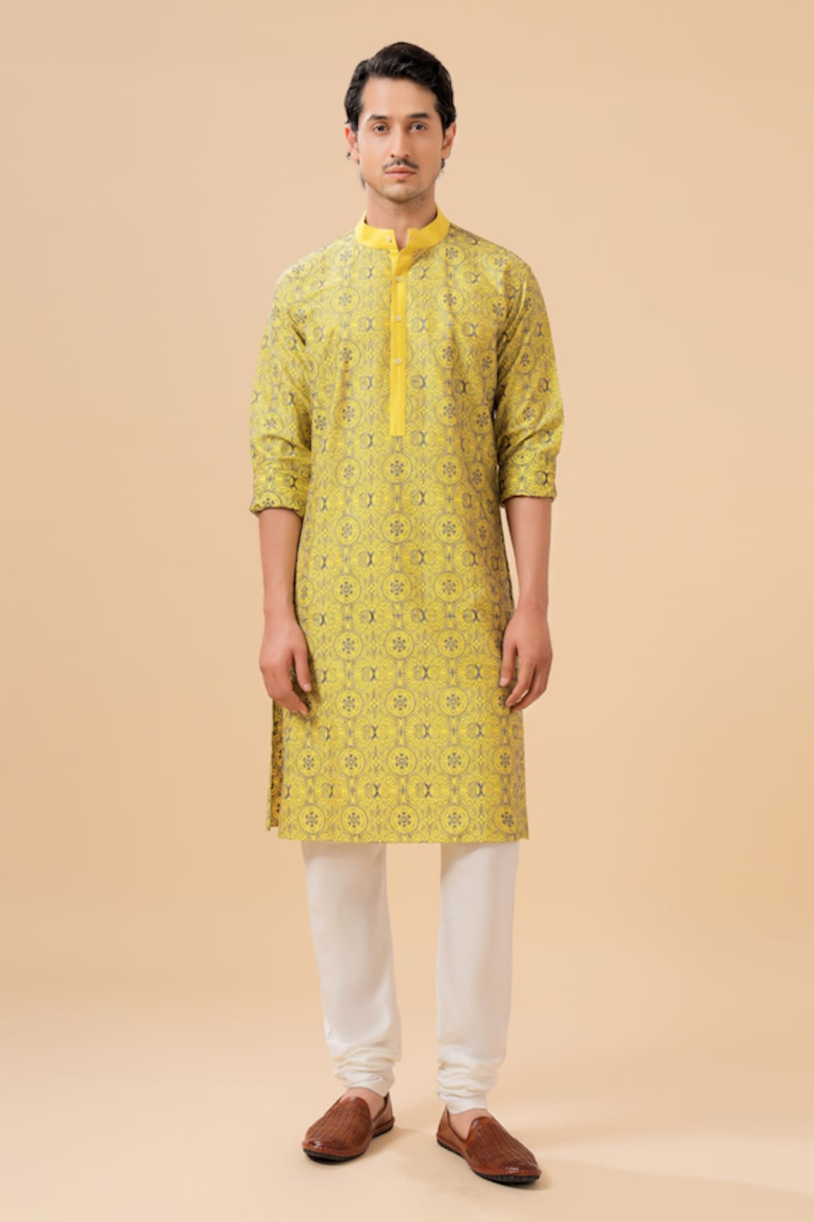 Raghavendra Rathore Blue Floral Mandala Embroidered Kurta With Pant