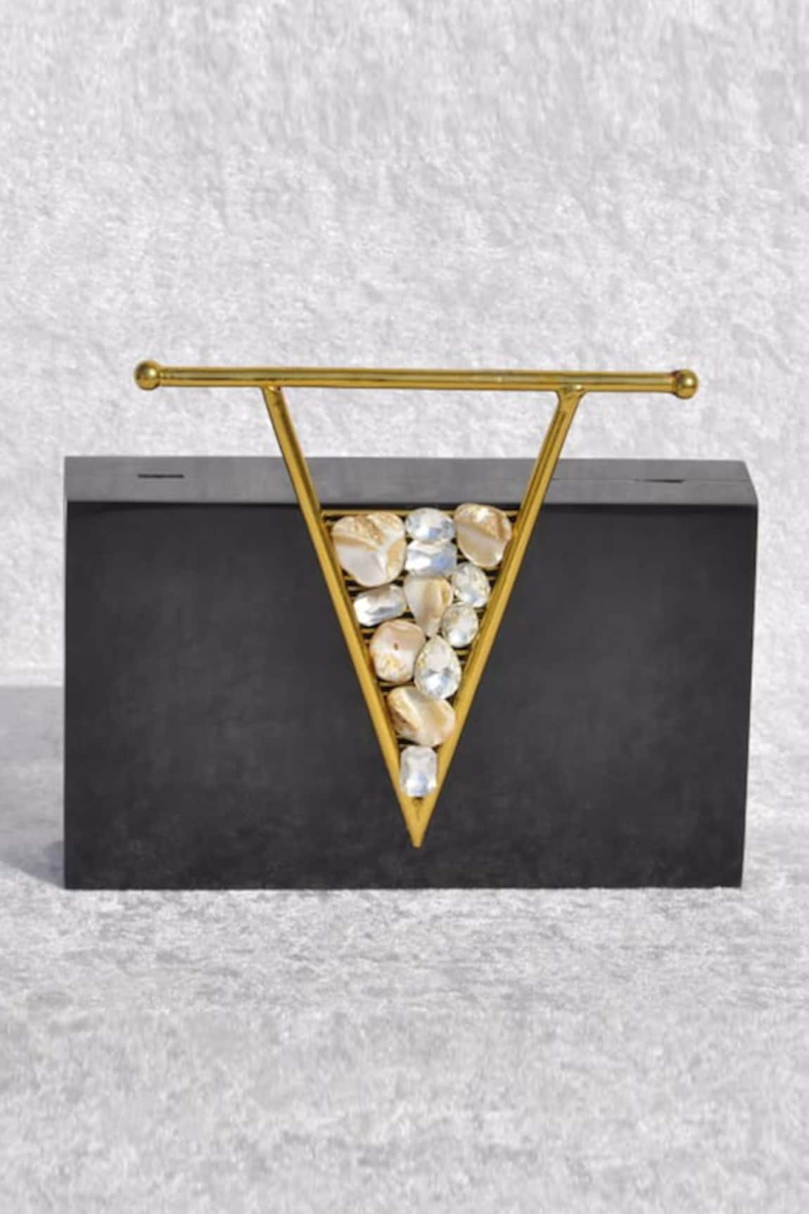 Handle Those Bags Triangle Stone Embellished Clutch