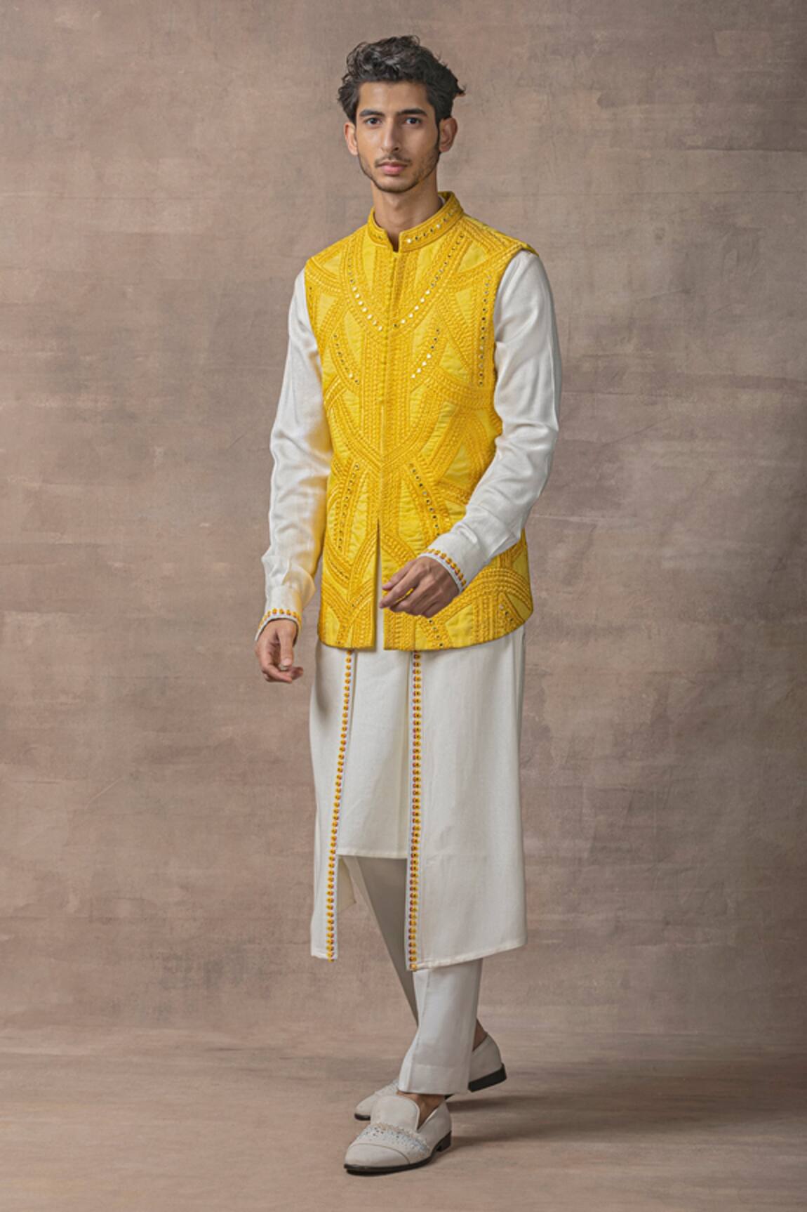 Sarab Khanijou Thread & Mirror Work Waist Coat & Kurta Set