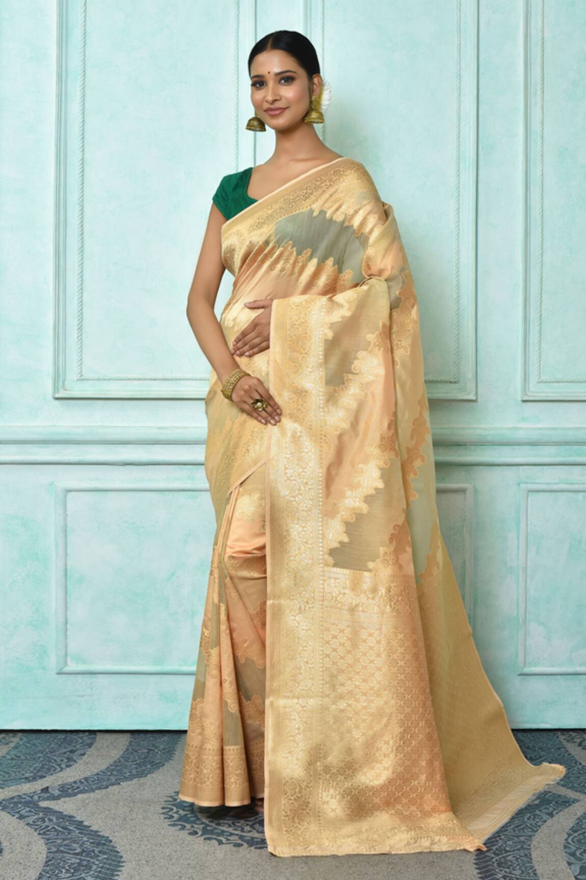 Samyukta Singhania Pastel Paisley Pattern Saree With Running Blouse