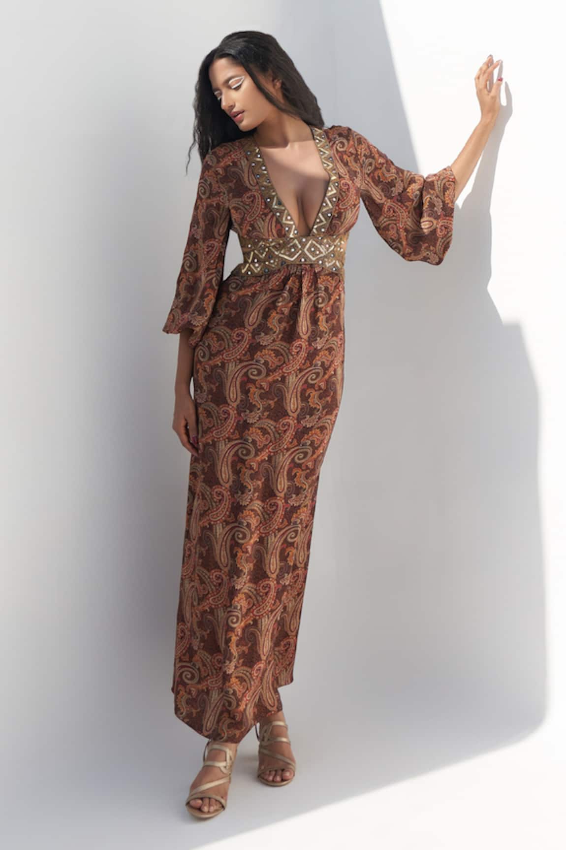 Nadima Saqib Paisley Print Maxi Dress