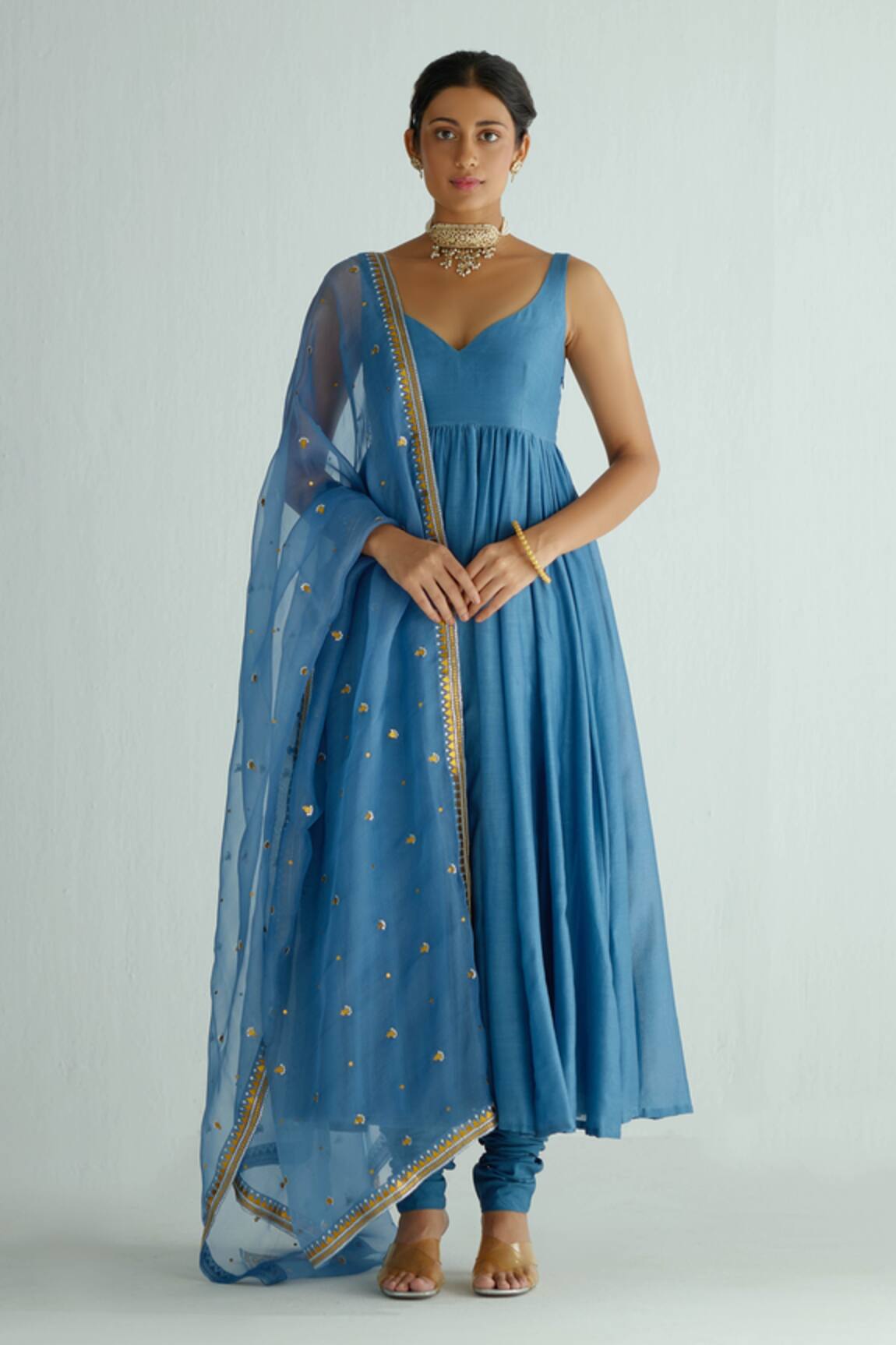 DNU Priyal Prakash Chanderi Anarkali Set With Embroidered Dupatta