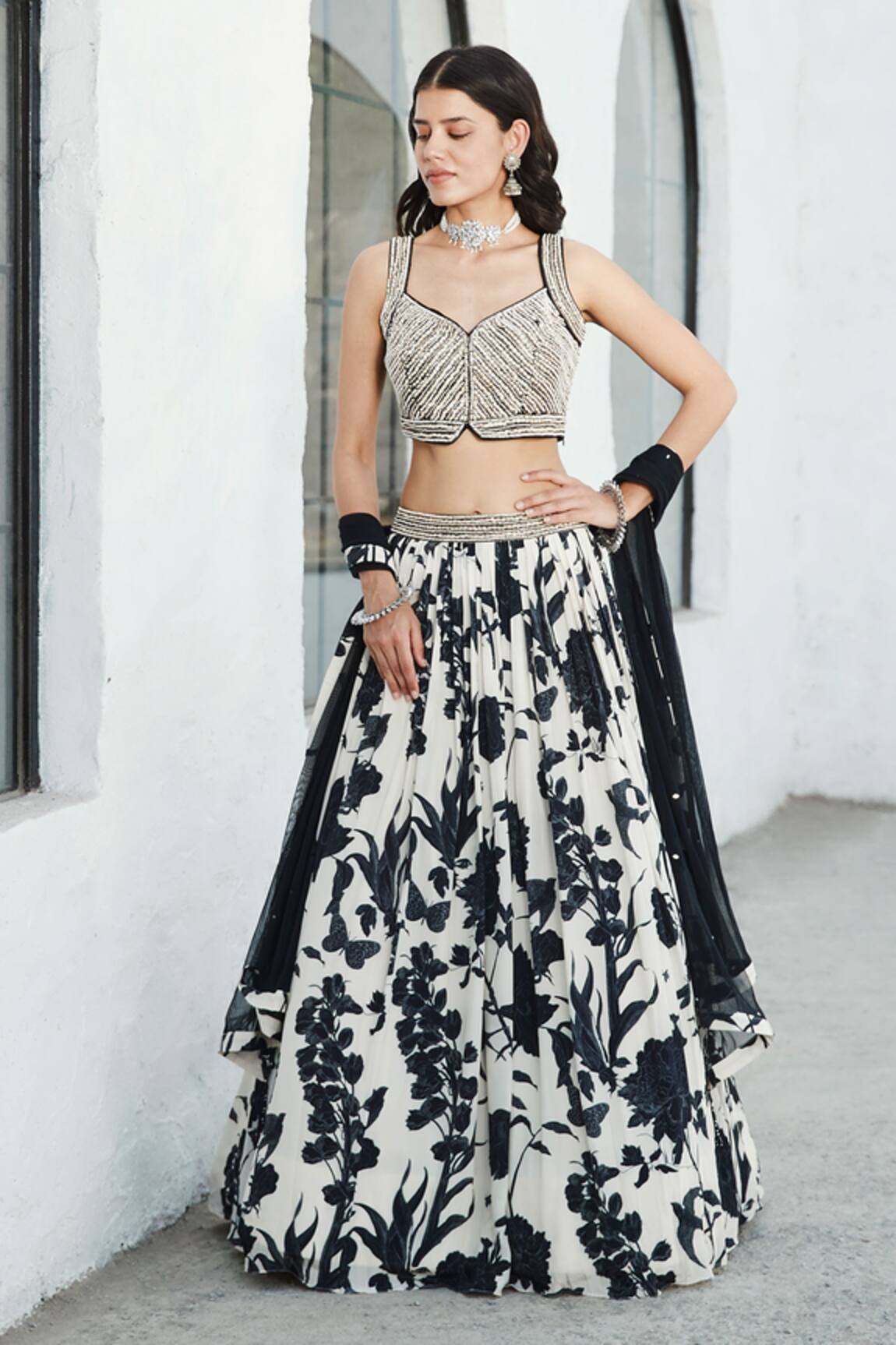 Basanti - Kapde Aur Koffee Botanical Print Lehenga Set