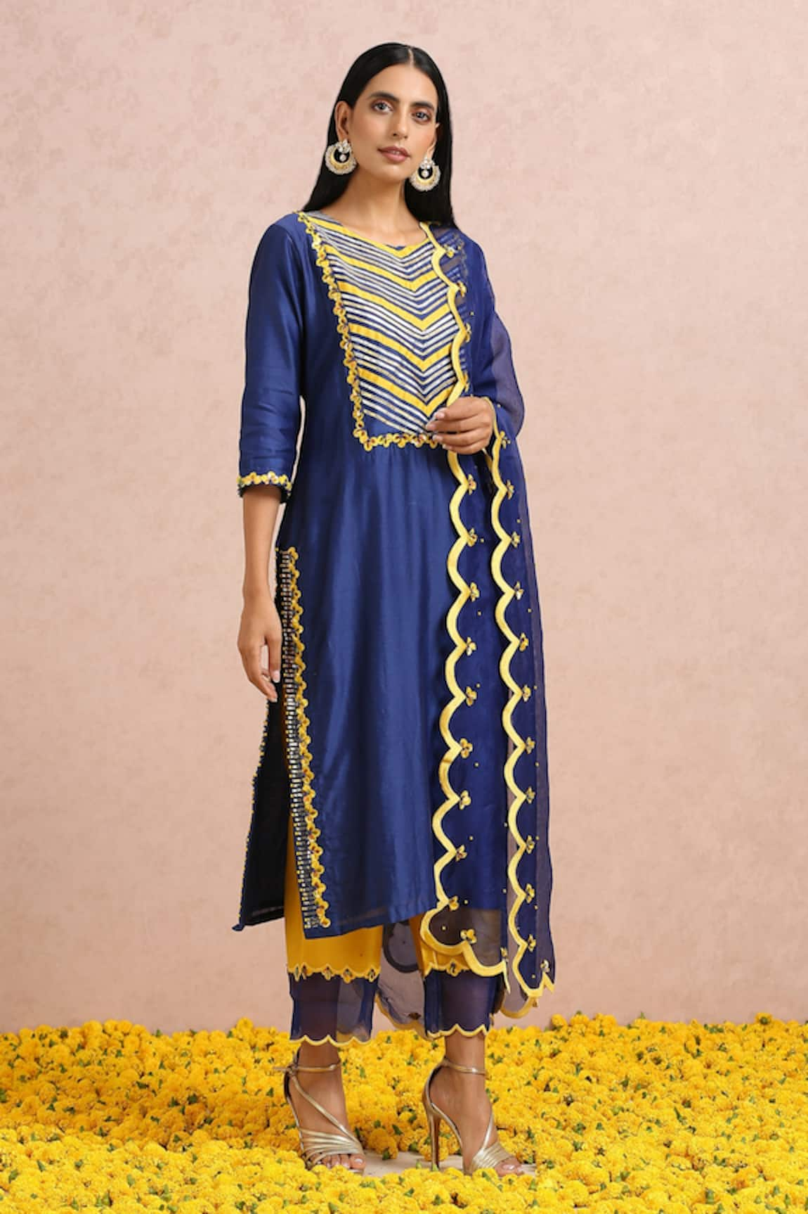 Label Nitika Chanderi Embroidered Kurta Set