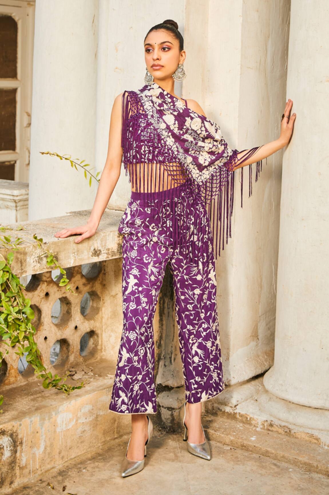 Twenty Nine Thread Hand Embroidered Bell-Bottom Pant