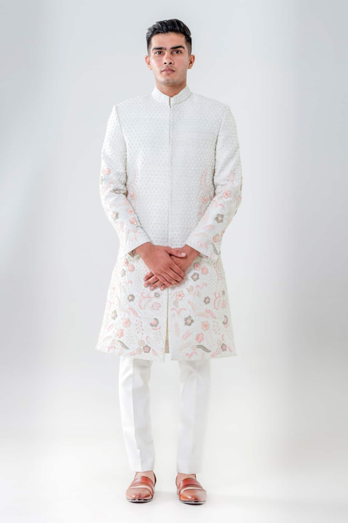 Amrit Dawani Floral Geometric Embellished Sherwani Set 