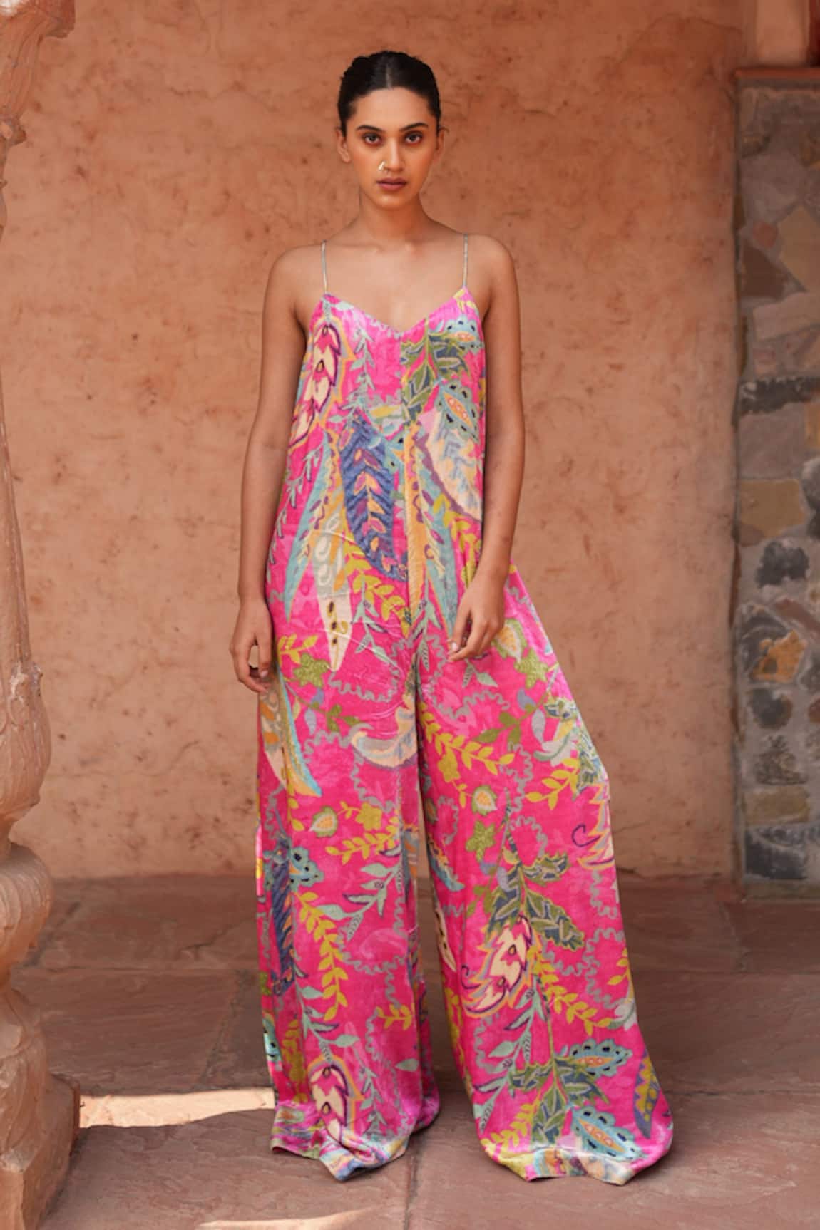 Ruhr India Floral Print Flared Jumpsuit