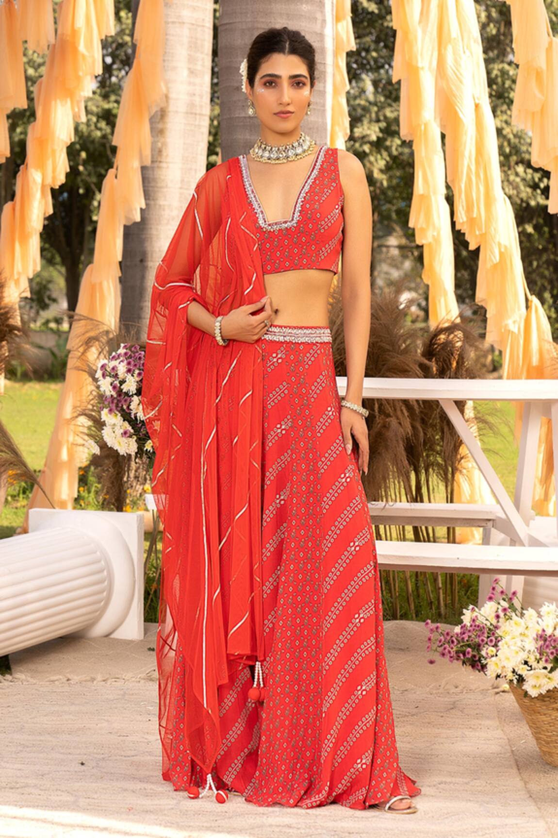 Chhavvi Aggarwal Stripe Print Lehenga Set