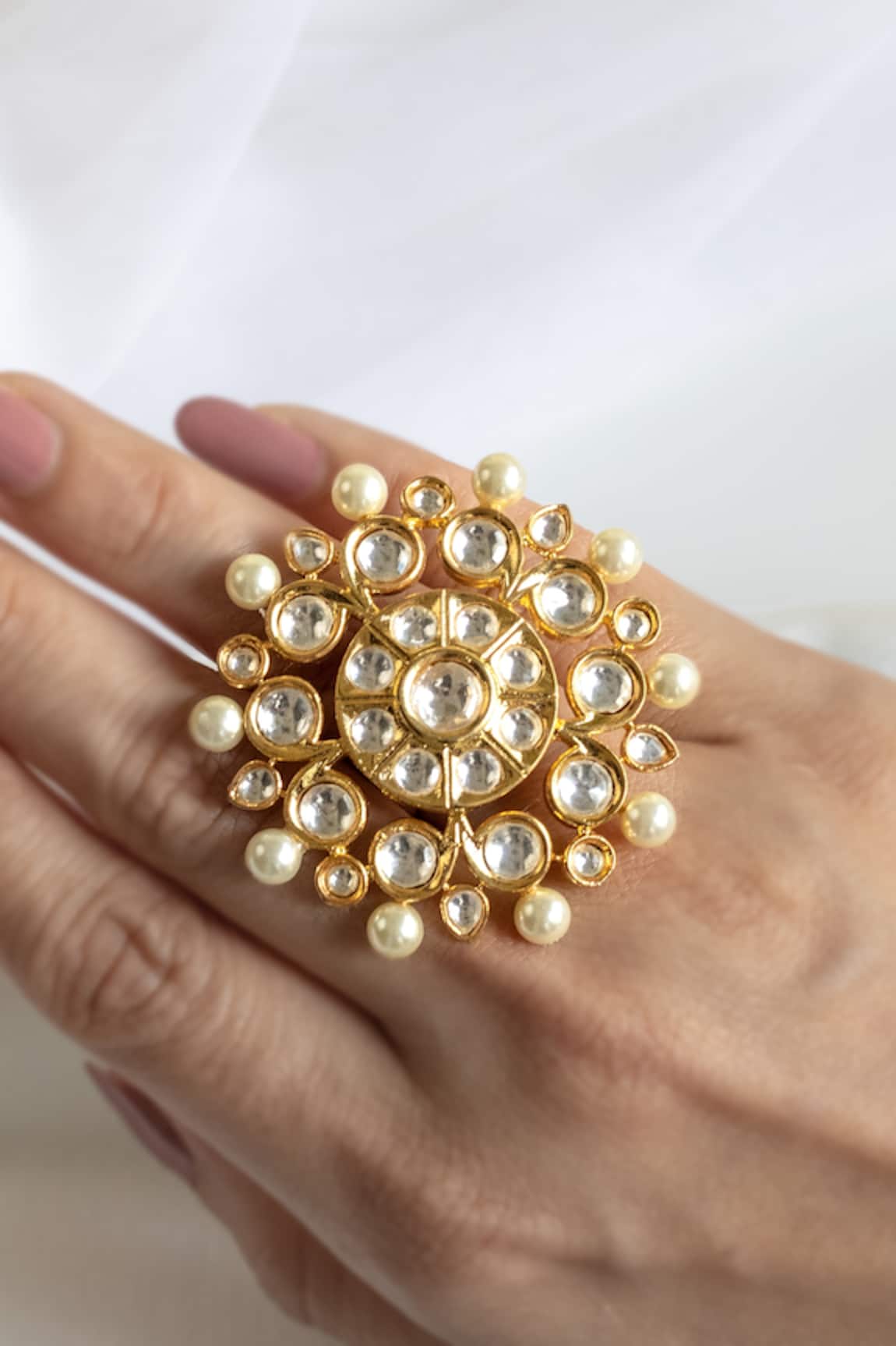 Nepra by Neha Goel Kundan Embellished Ring