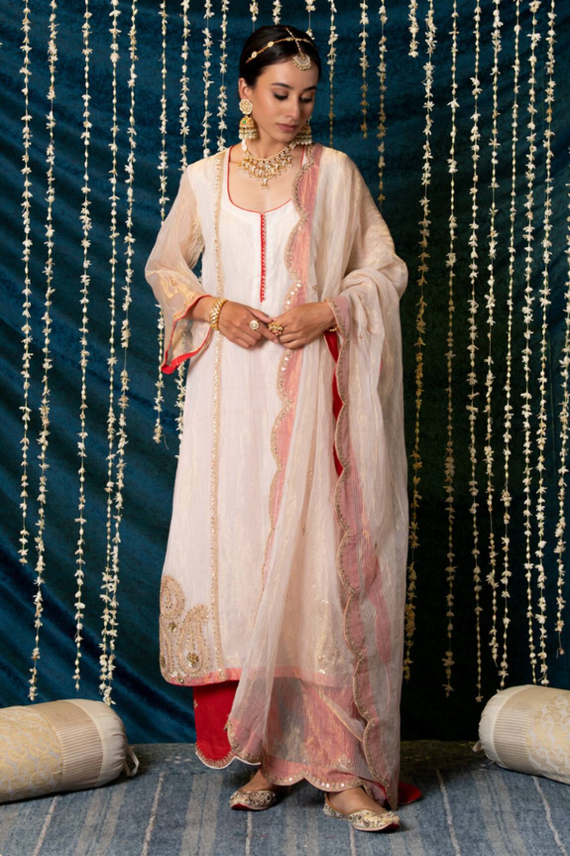 Maison Shefali Kanak Embroidered Kurta Farshi Pant Set