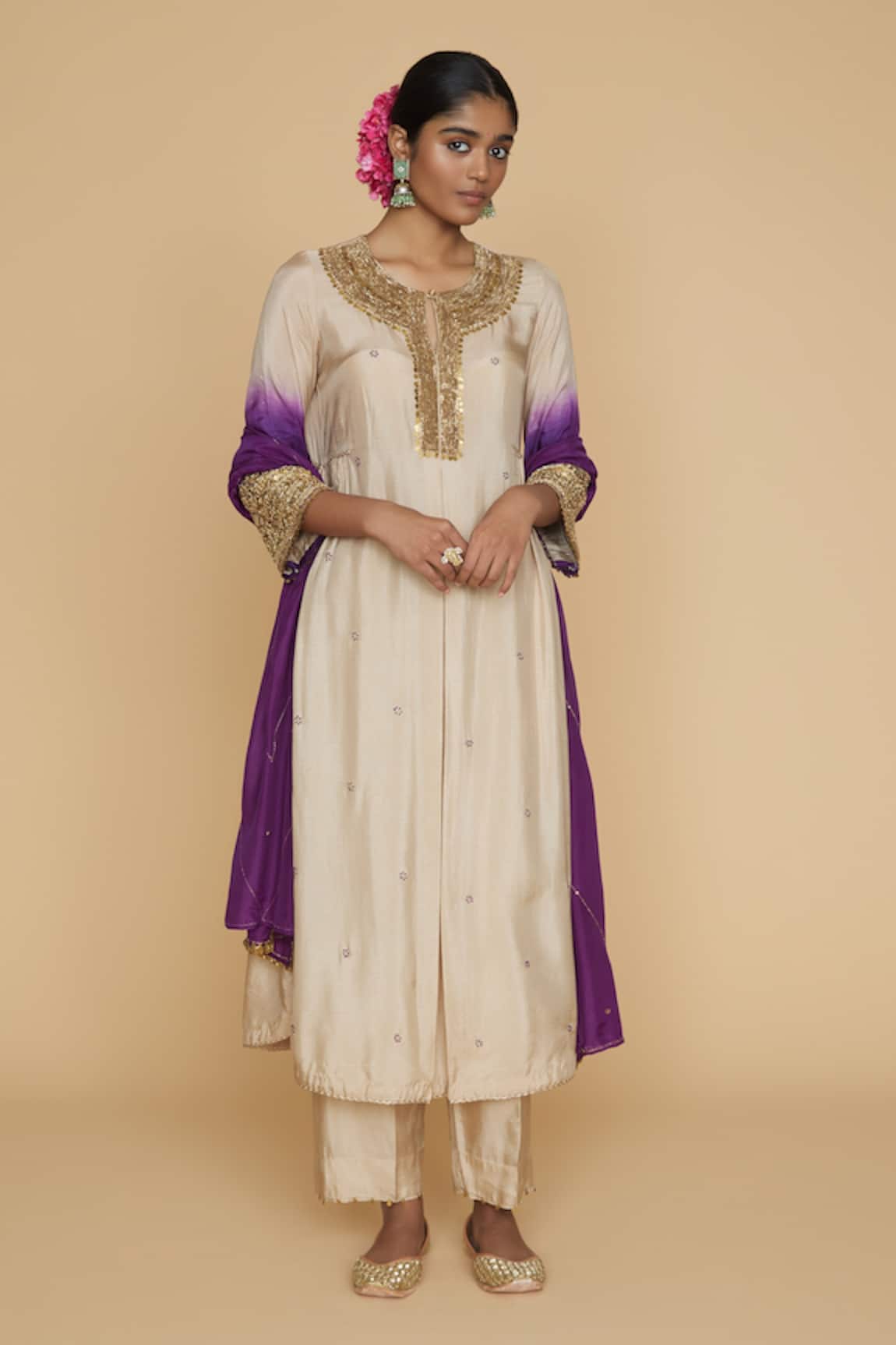 Label Niti Bothra Silk Ombre Kurta And Palazzo Set