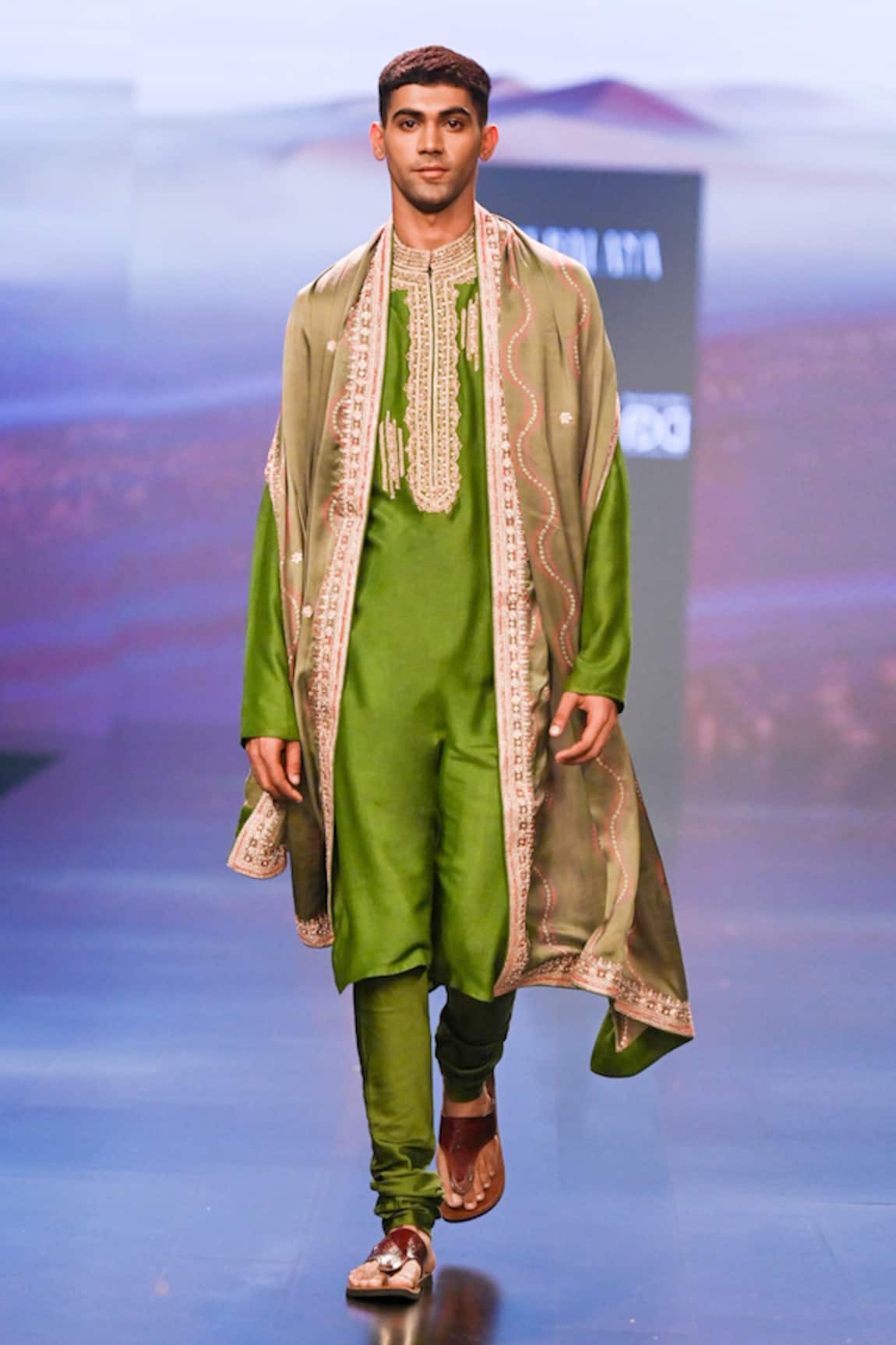 Punit Balana Neckline Embroidered Kurta Set With Dushala