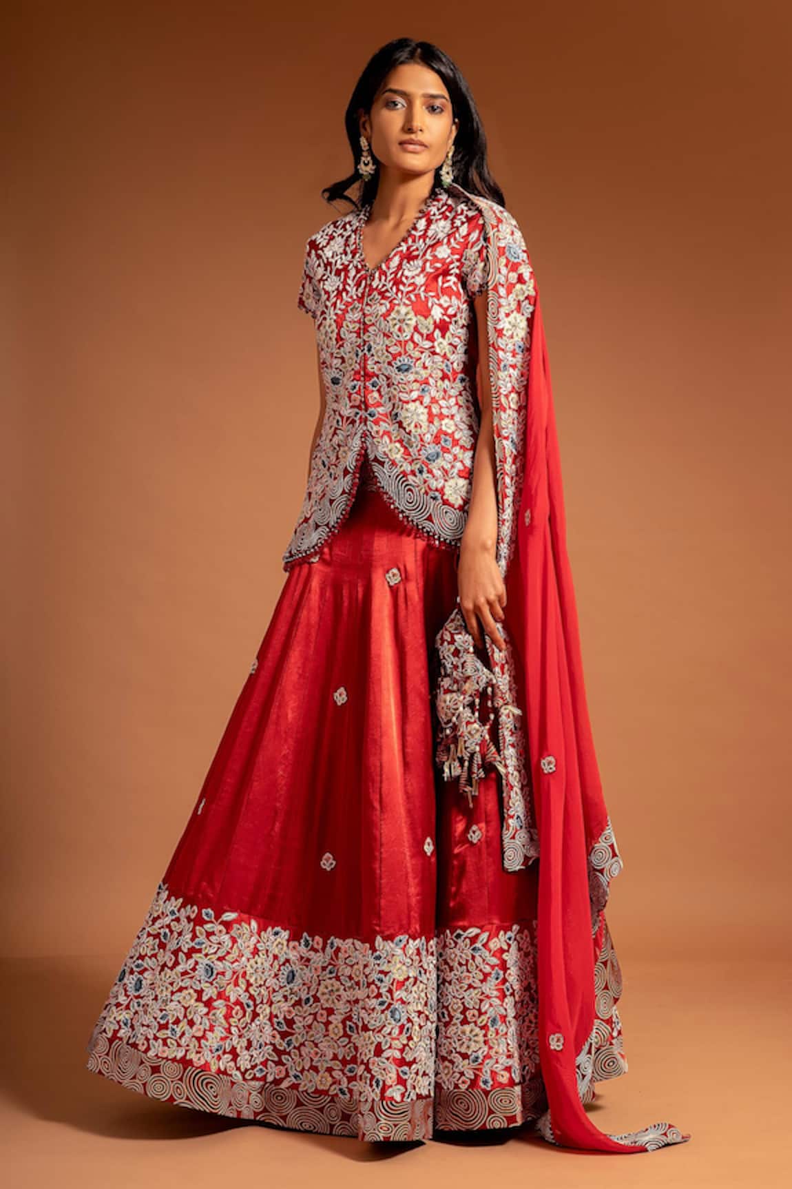 Sejal Kamdar Placement Floral Embellished Lehenga & Koti Jacket Set