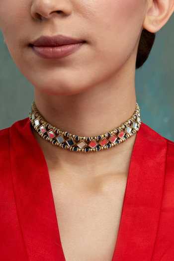 House Of Tuhina Mirror Embellished Mumtaz Choker 