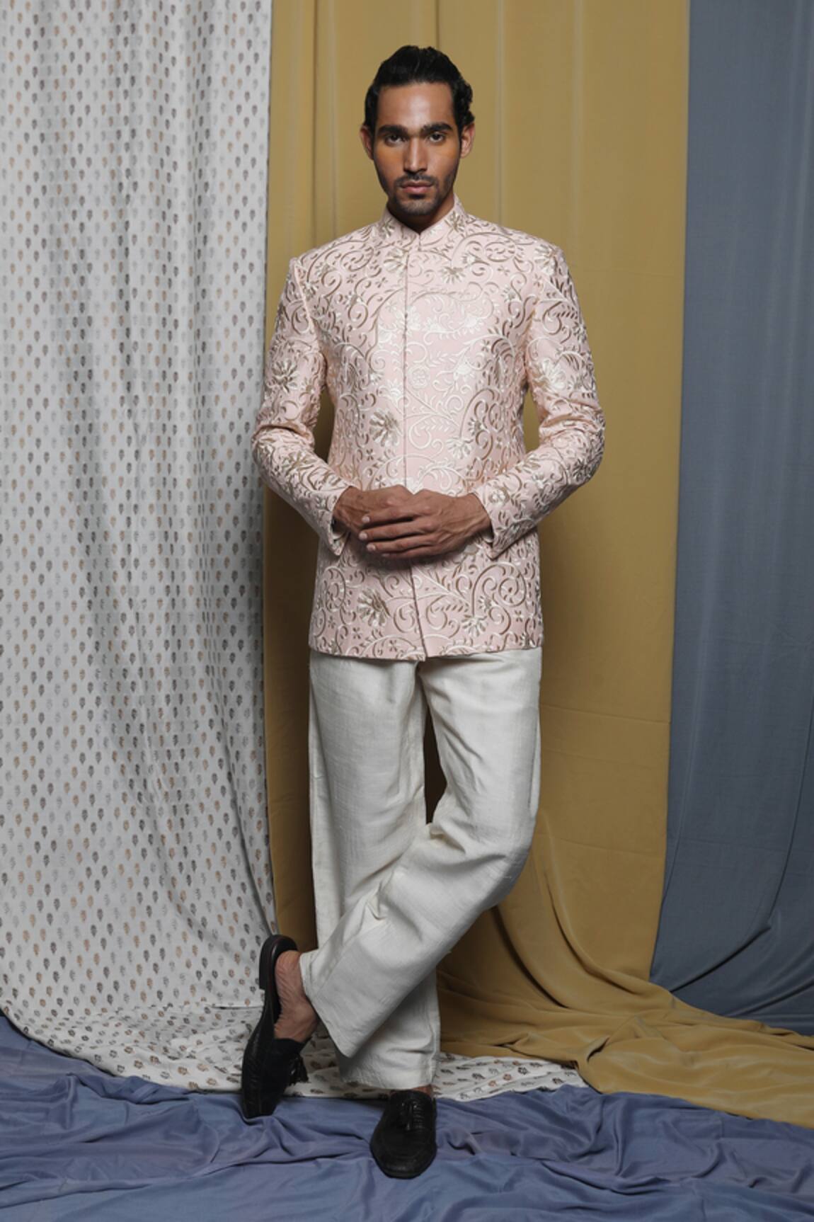 Krishna Mehta Floral Embroidered Bandhgala 