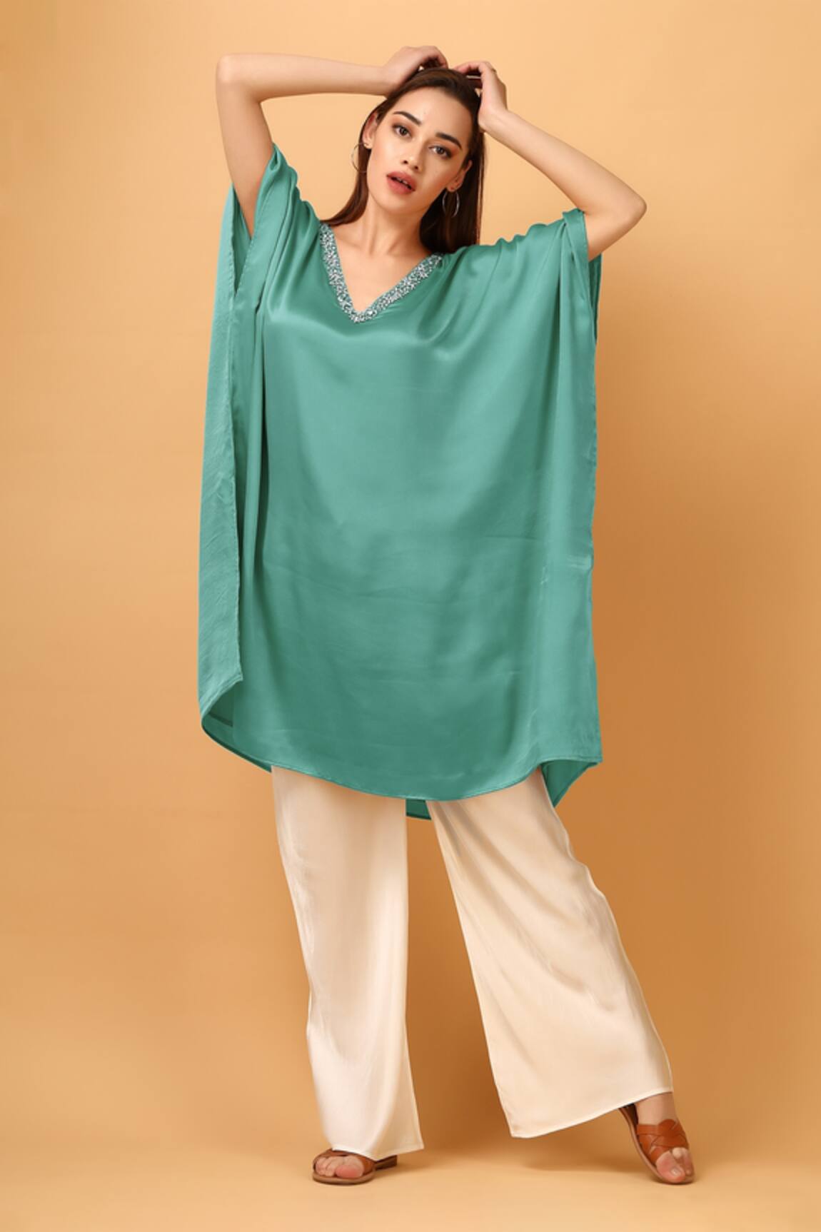 Label Ivish Flared Kaftan With Contrasting Pant