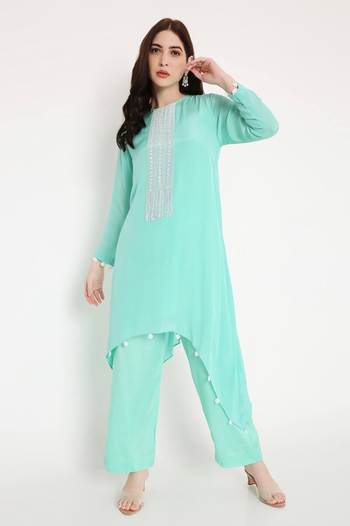 Bha Sha Megha Placket Embroidered Tunic & Pant Set