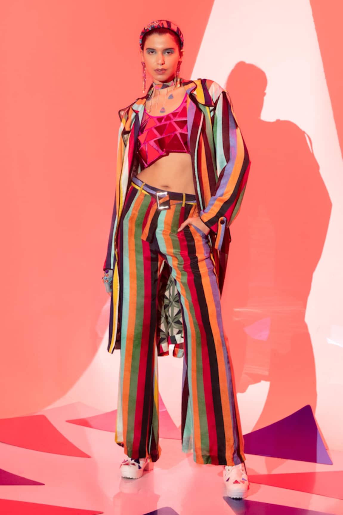 Esha L Amin Stripe Print Jacket 
