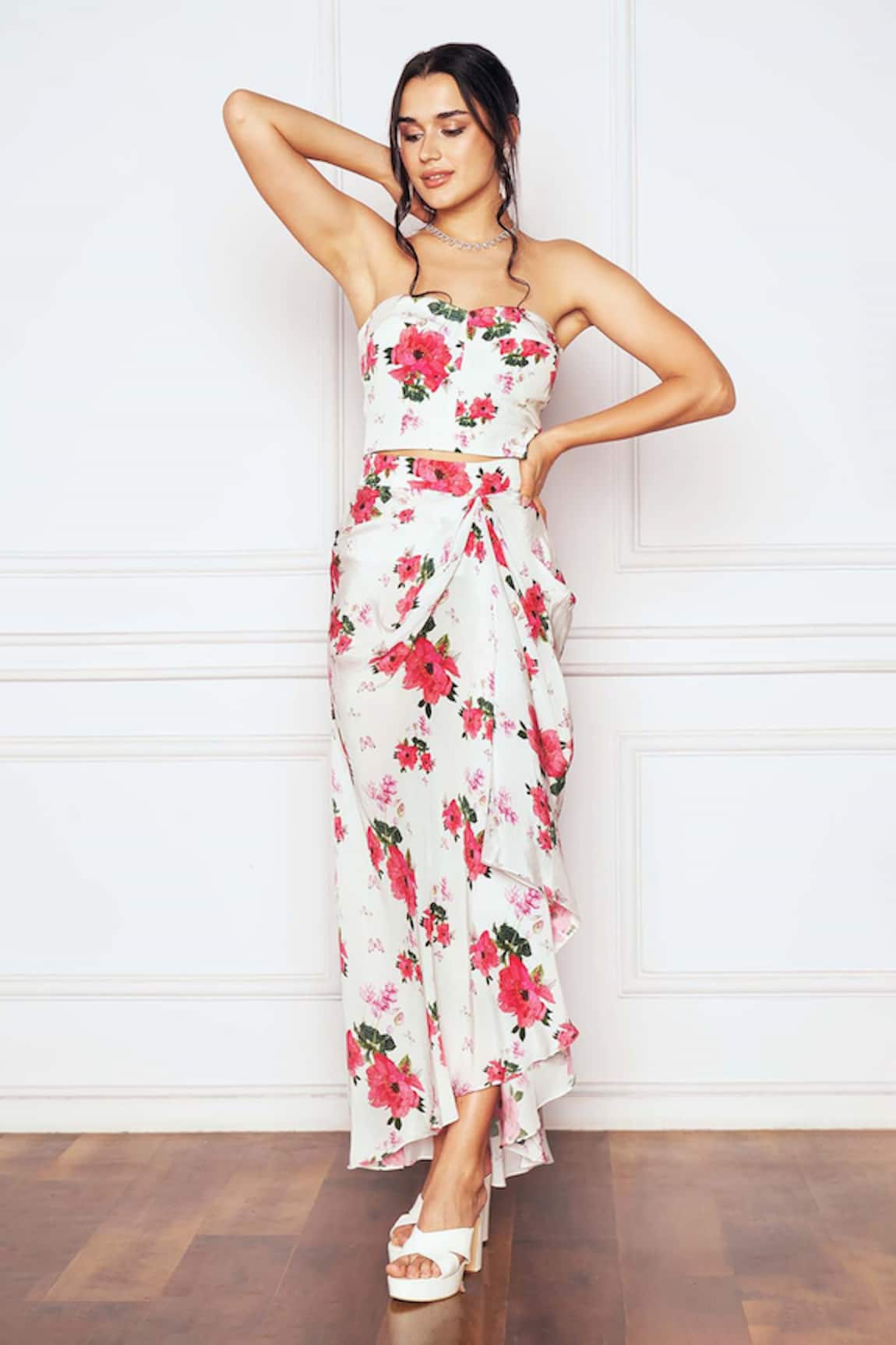 Sakshi Girri Floral Print Corset & Maxi Skirt Set 