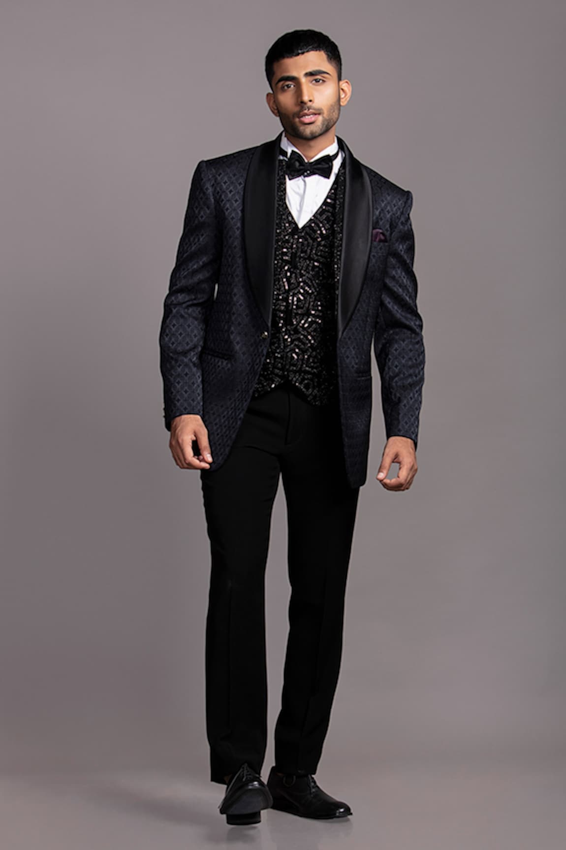 Jayesh Shah Self-Textured Tuxedo Pant Set