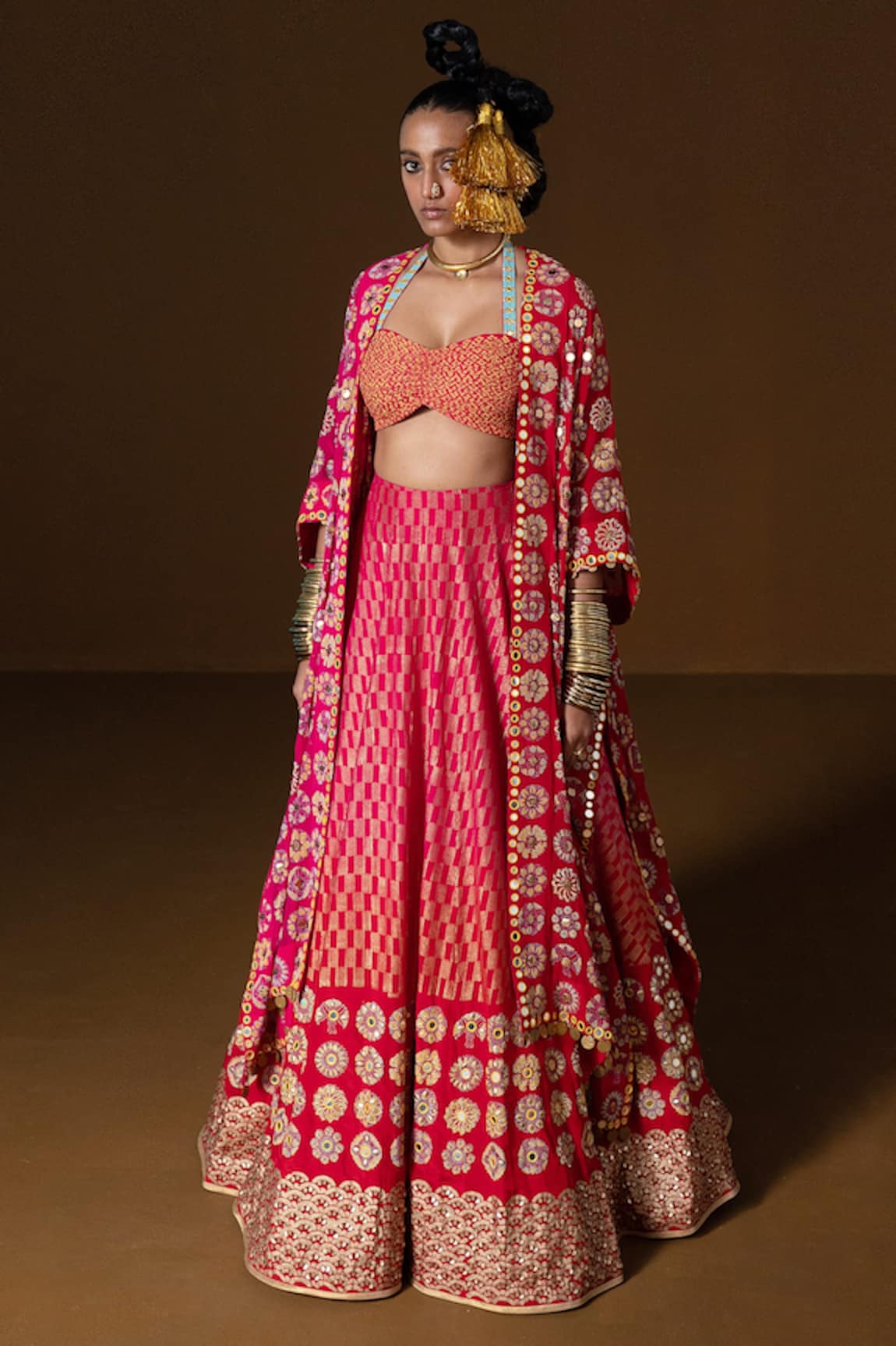 Pooja Rajgarhia Gupta Aalta Ombre Cape Lehenga Set