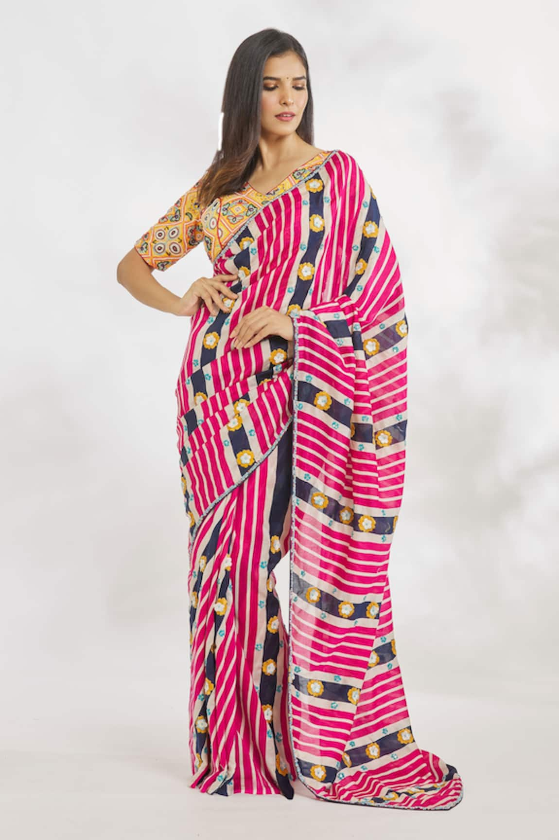 Paksh Hand Embroidered Blouse & Saree Set