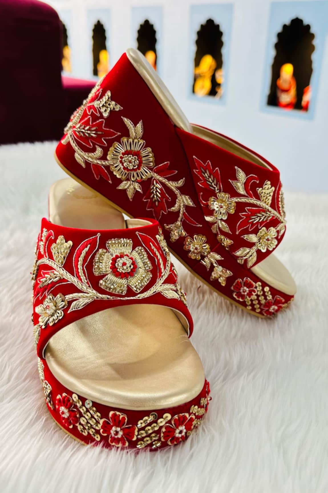 Rajasthani Stuff Panca Palaash Embroidered Wedges