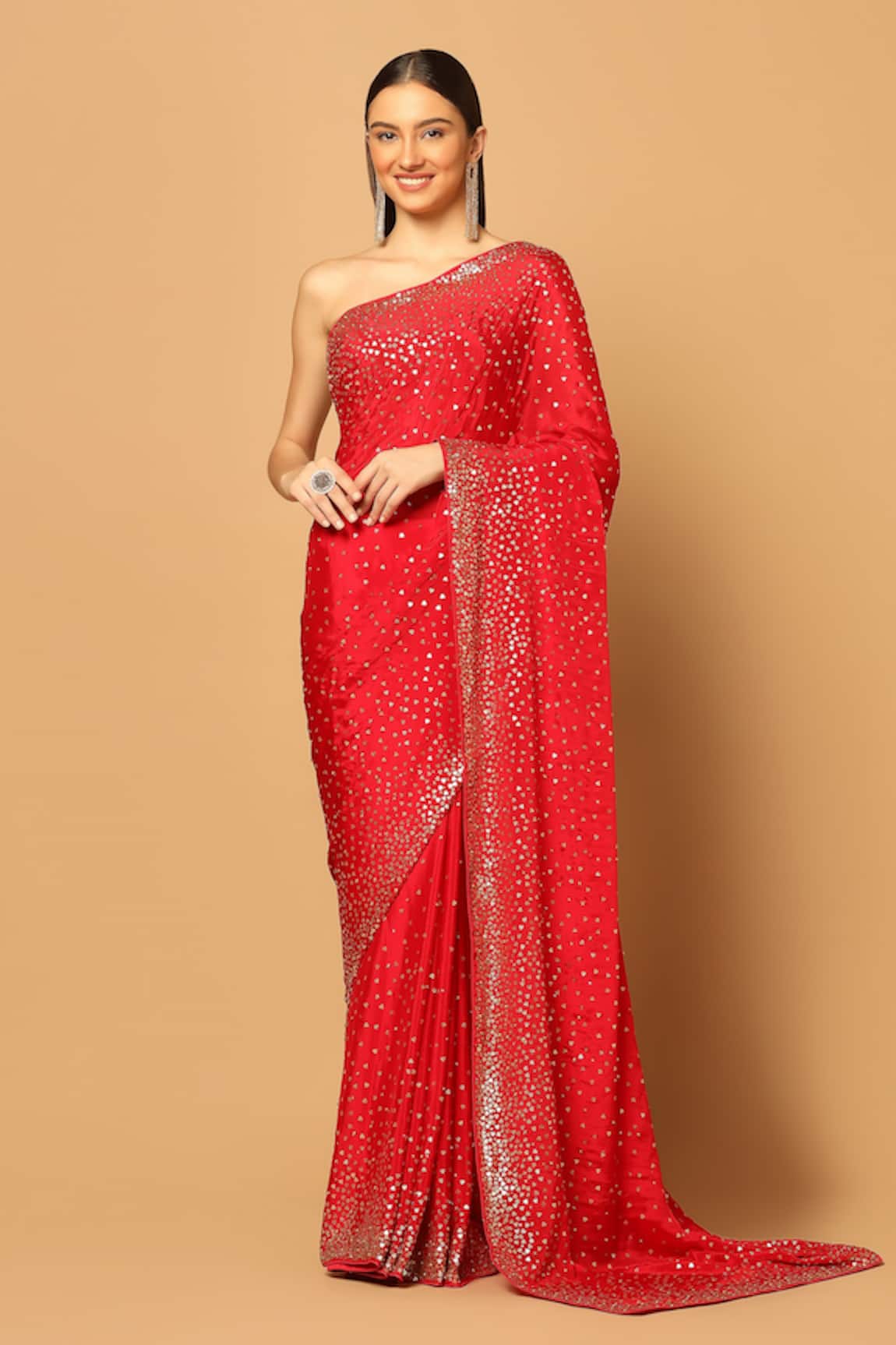 Two Sisters By Gyans Swarovski & Sequin Embroidered Saree With Unstitched Blouse Fabric