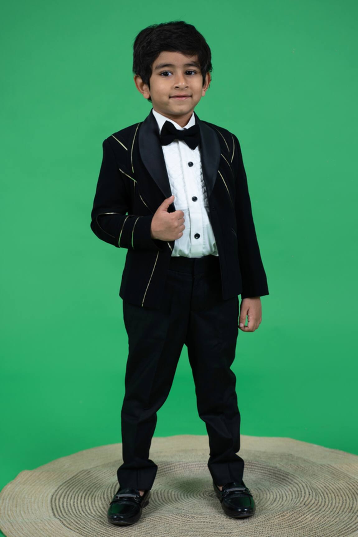 Little Boys Closet Checkered Pattern Tuxedo Pant Set