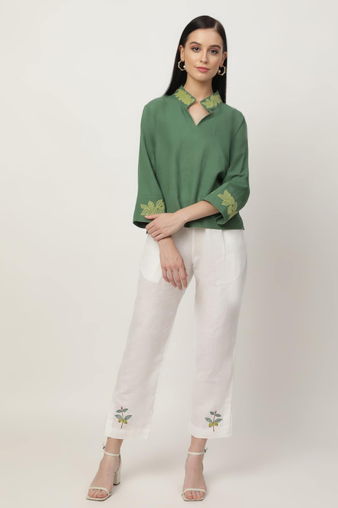 Musal Cecily Flared Sleeve Cotton Linen Top