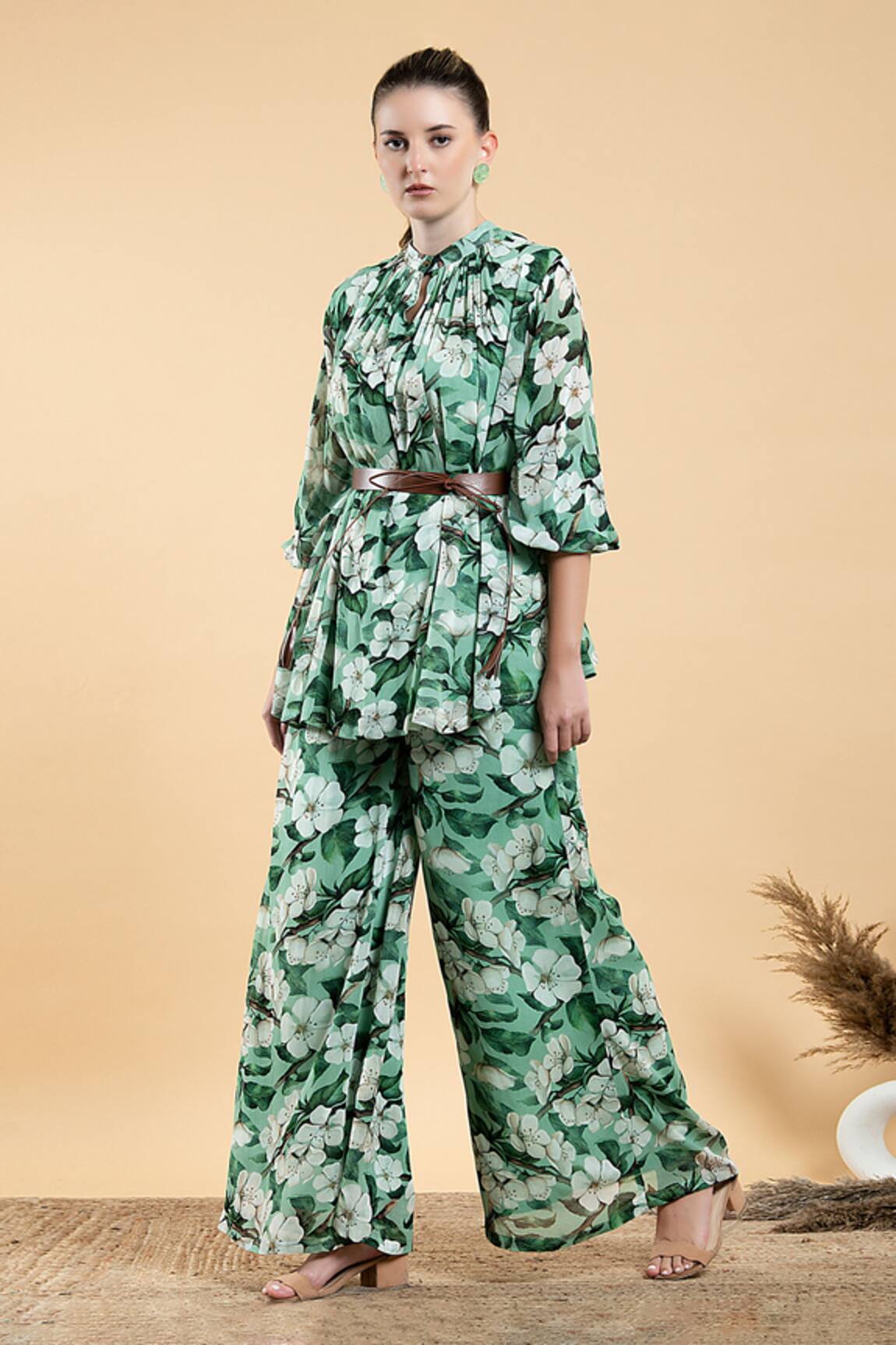 Divi By Sonal Khandelwal Wild Apple Print Top & Palazzo Set
