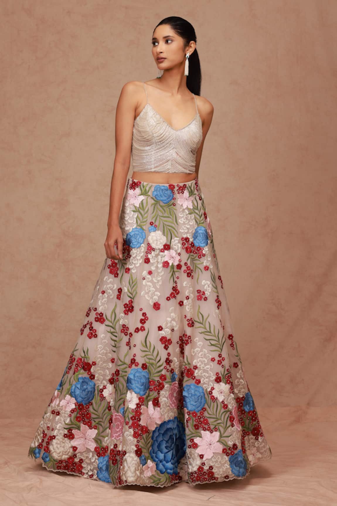 Shriya Som Floral Bunch Embroidered Skirt