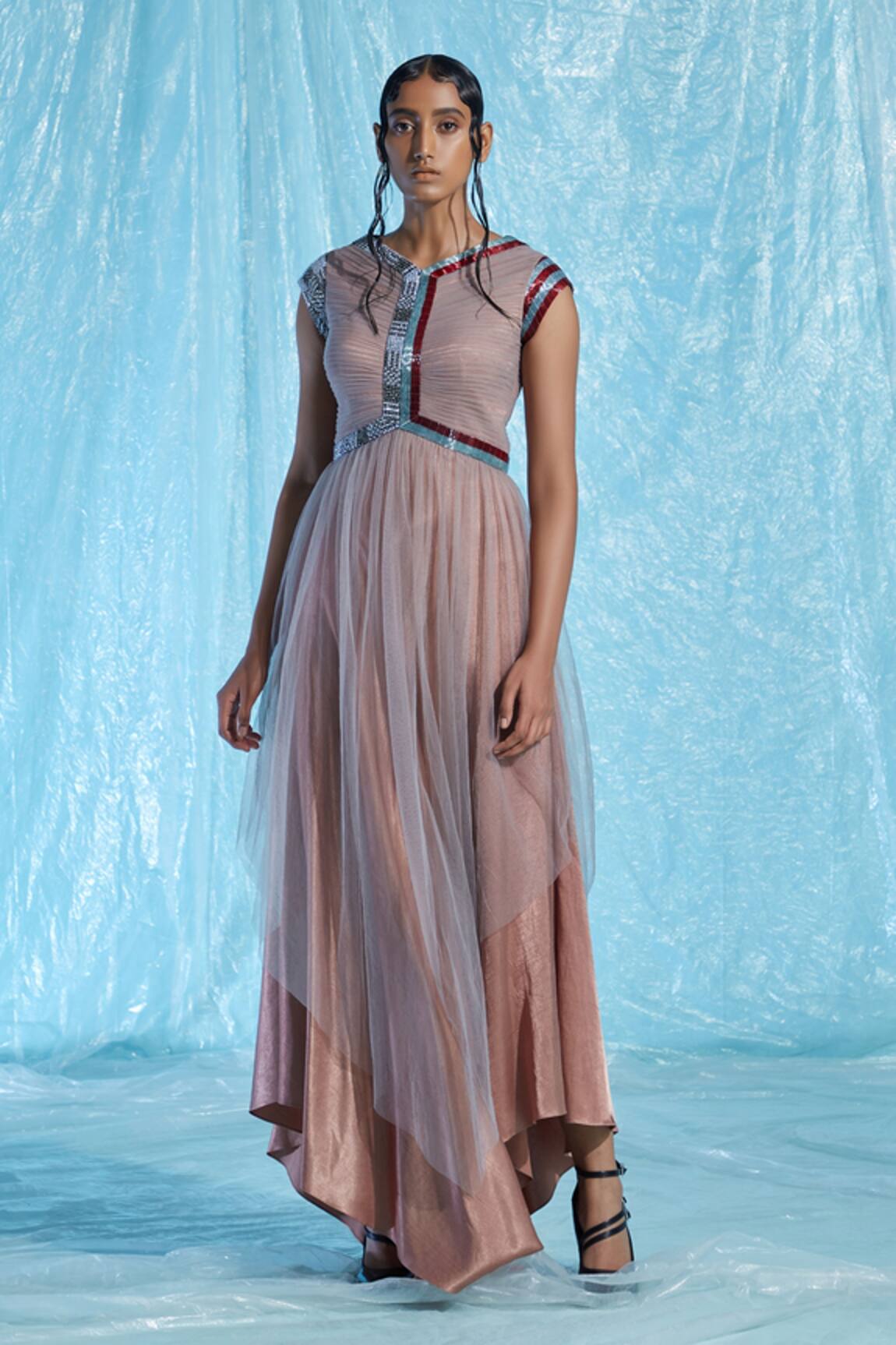 Akhl Angular Gathered Satin Dress