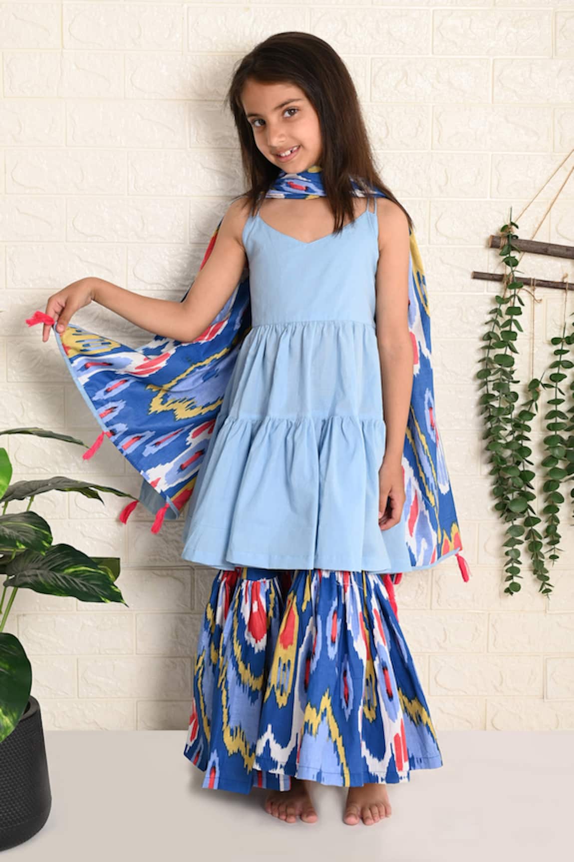 THE COTTON STAPLE Curly Printed Sharara Set 