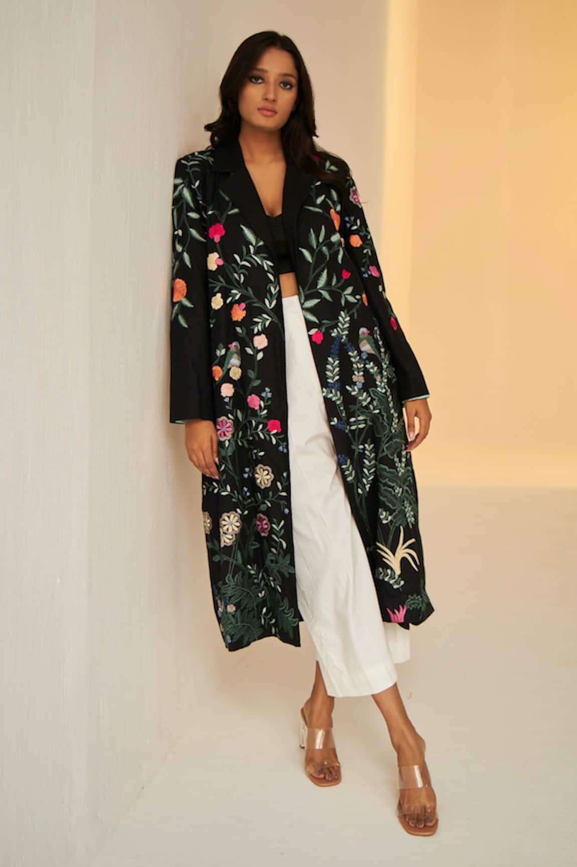 Betrue Floral Embroidered Trench Jacket 